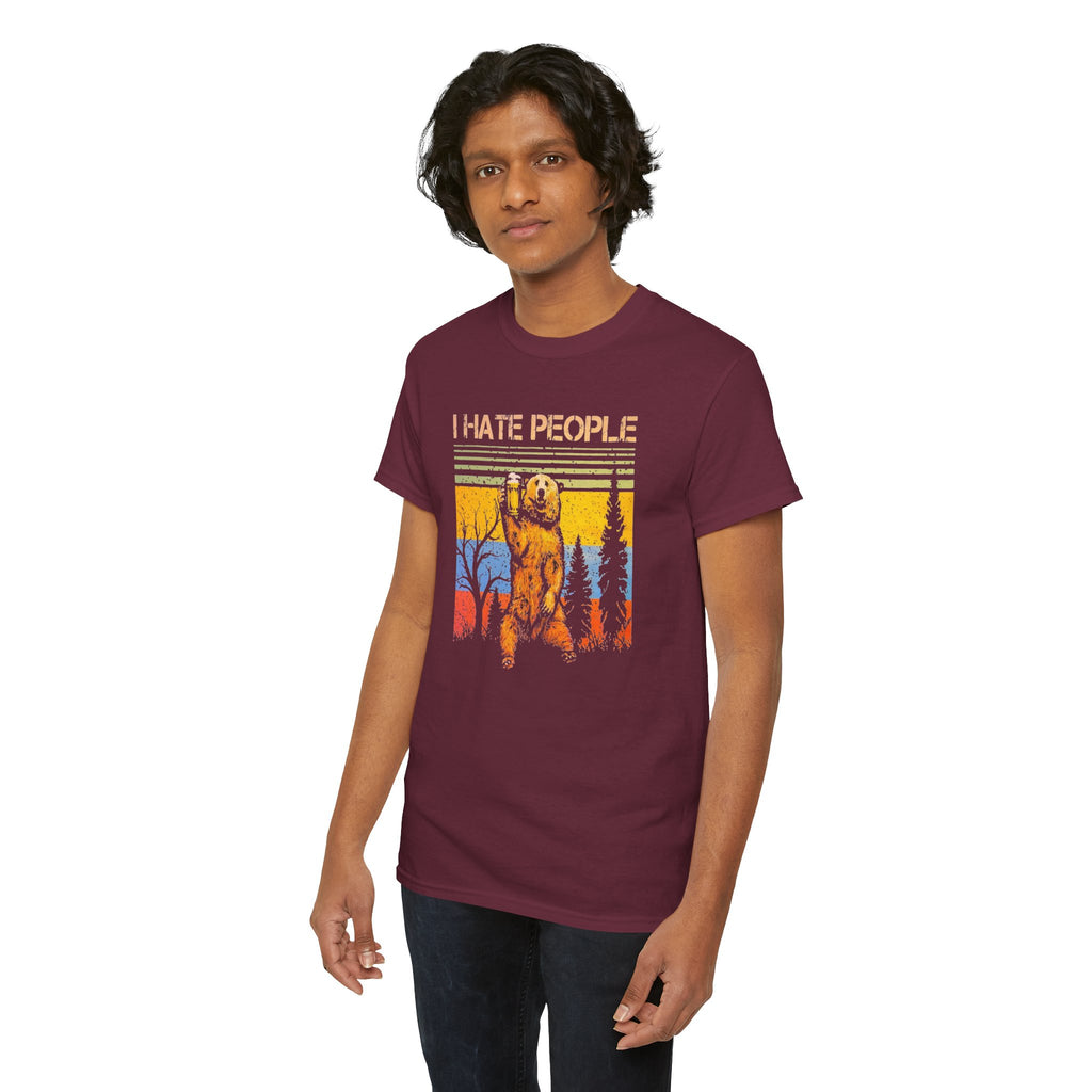 I Hate People Bear T‑Shirt — Retro Forest Graphic Tee