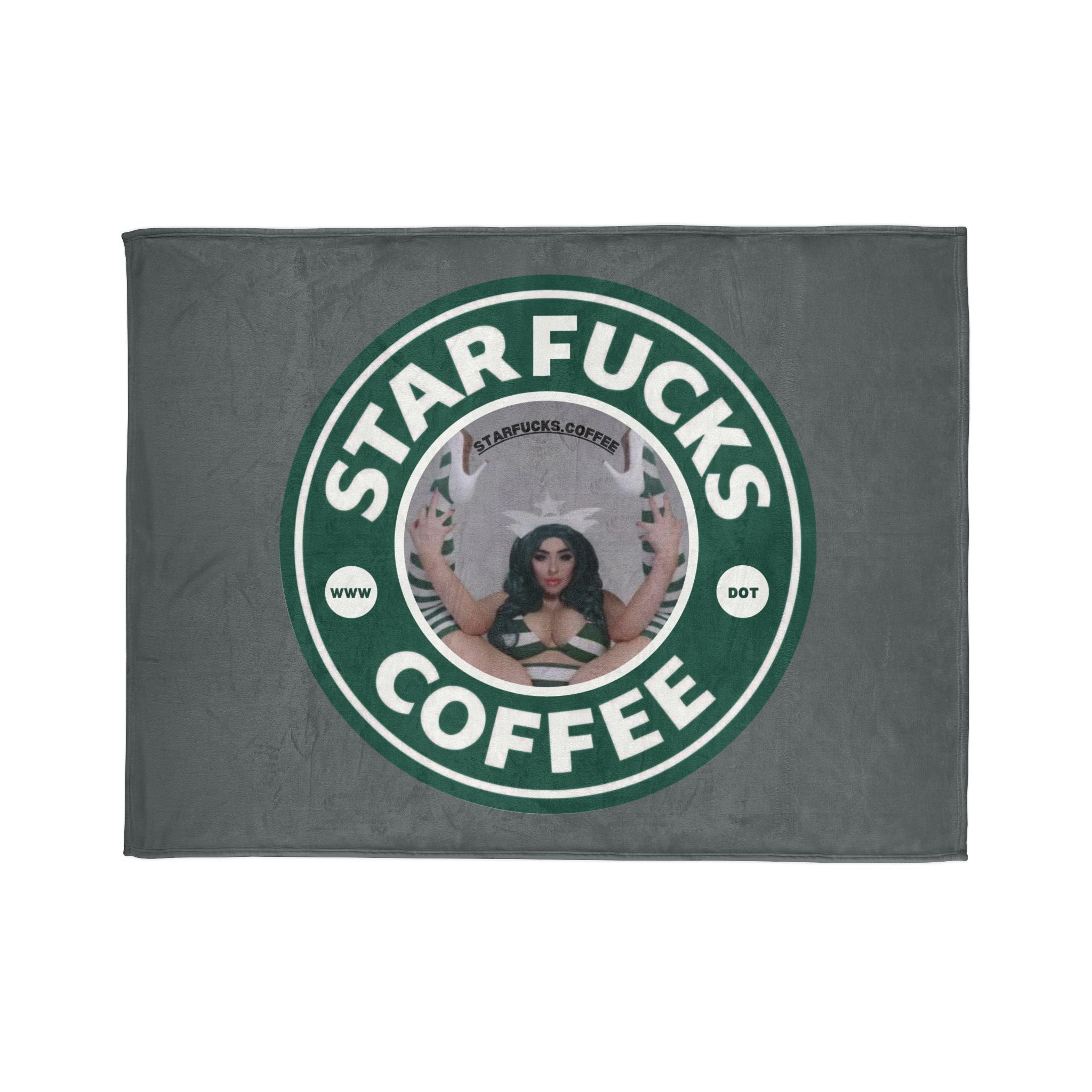 StarFucks.Coffee Plush Throw-Graphic Coffee Logo Blanket