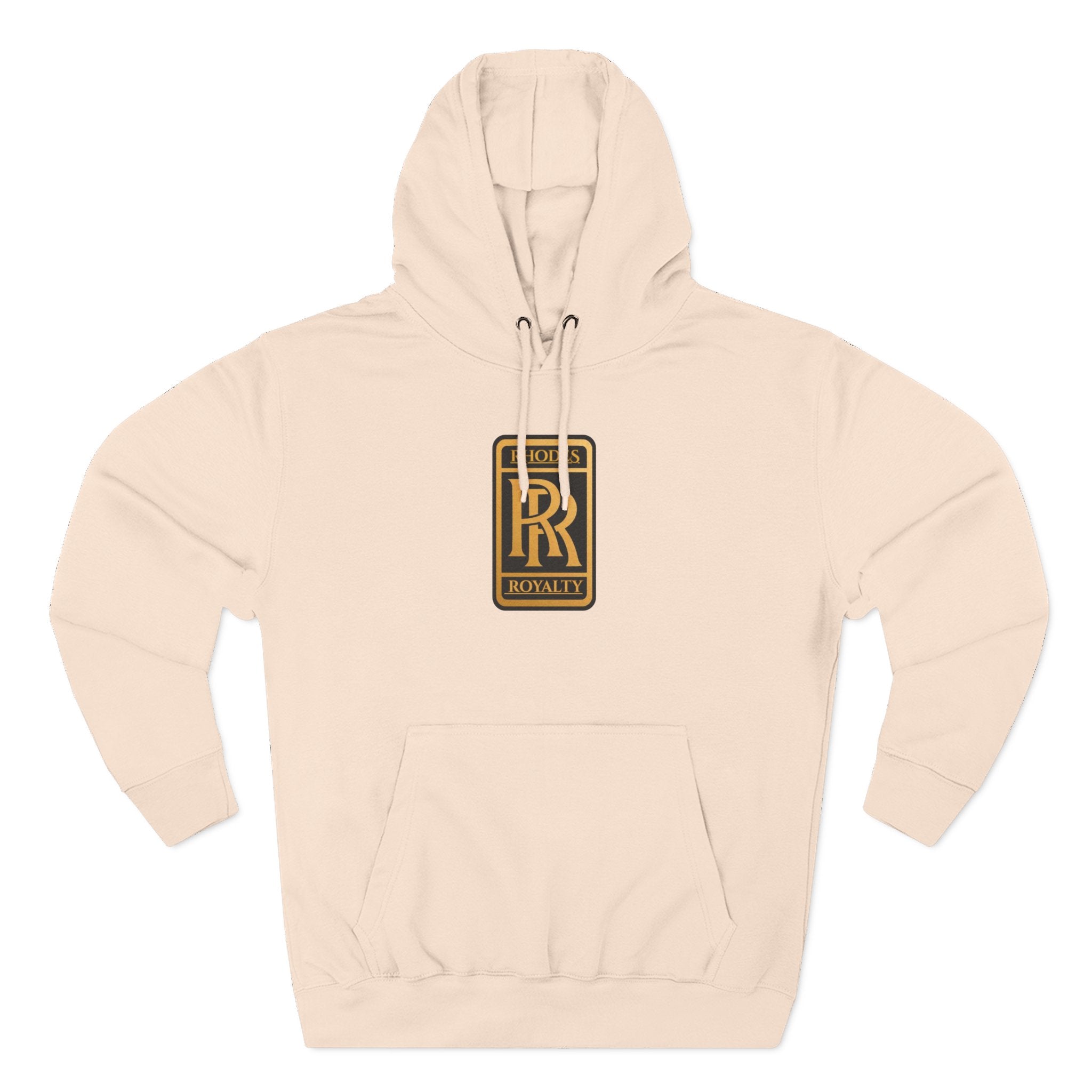 Rhodes Royalty Logo Hoodie — Gold Emblem Fleece Pullover