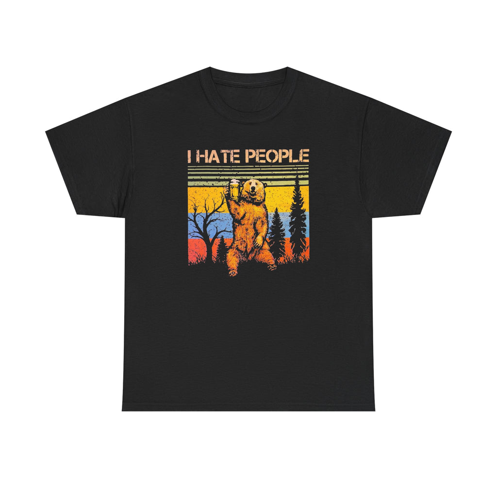 I Hate People Bear T‑Shirt — Retro Forest Graphic Tee