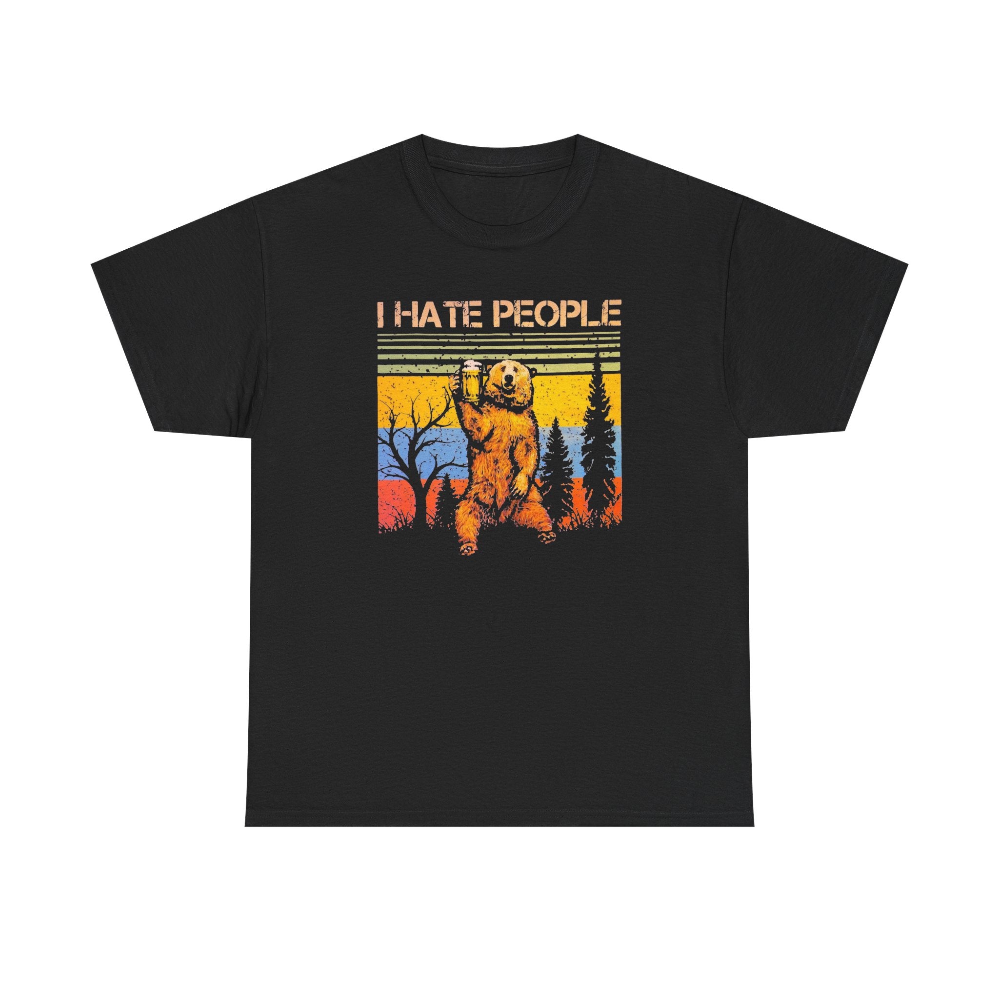 I Hate People Bear T‑Shirt — Retro Forest Graphic Tee