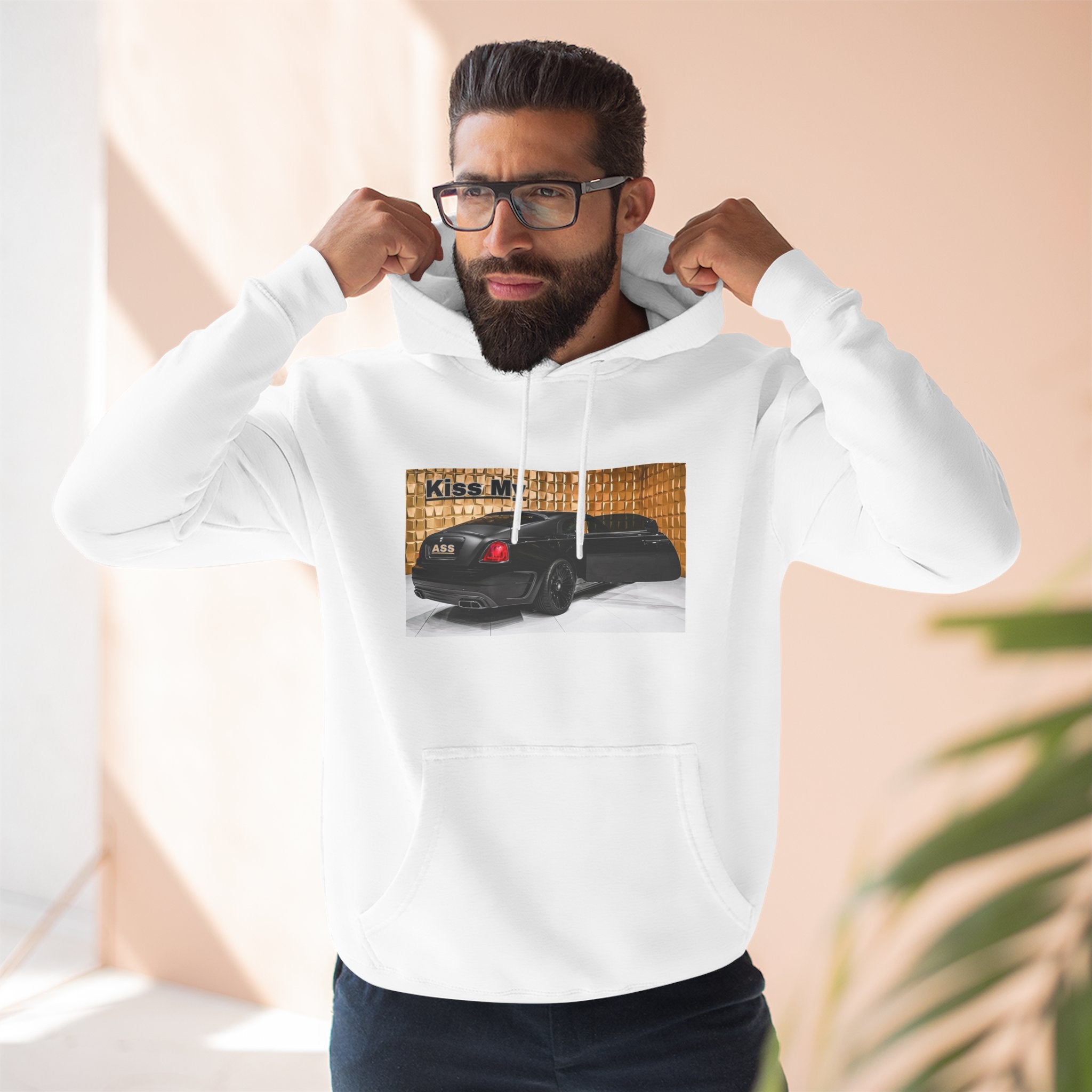 Kiss My  License plate Hoodie — Graphic Black Car Music Lover Pullover