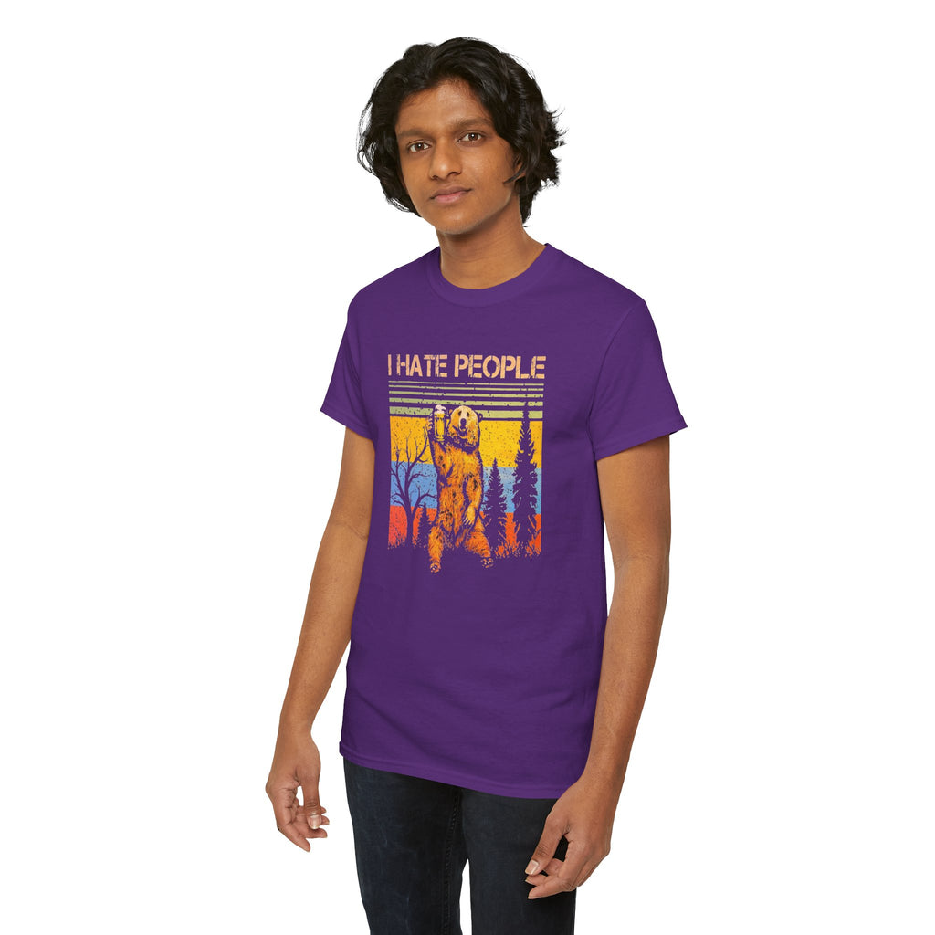 I Hate People Bear T‑Shirt — Retro Forest Graphic Tee