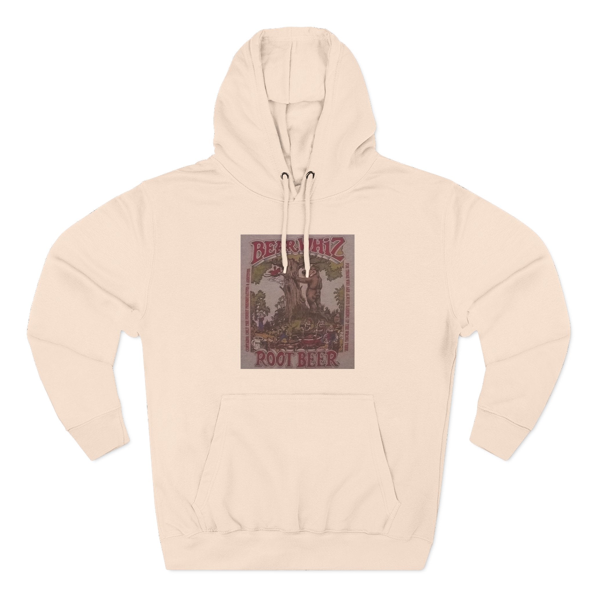 Bear Whiz Beer RootBeer  Vintage Label Hoodie — Retro Beverage Graphic Fleece Pullover