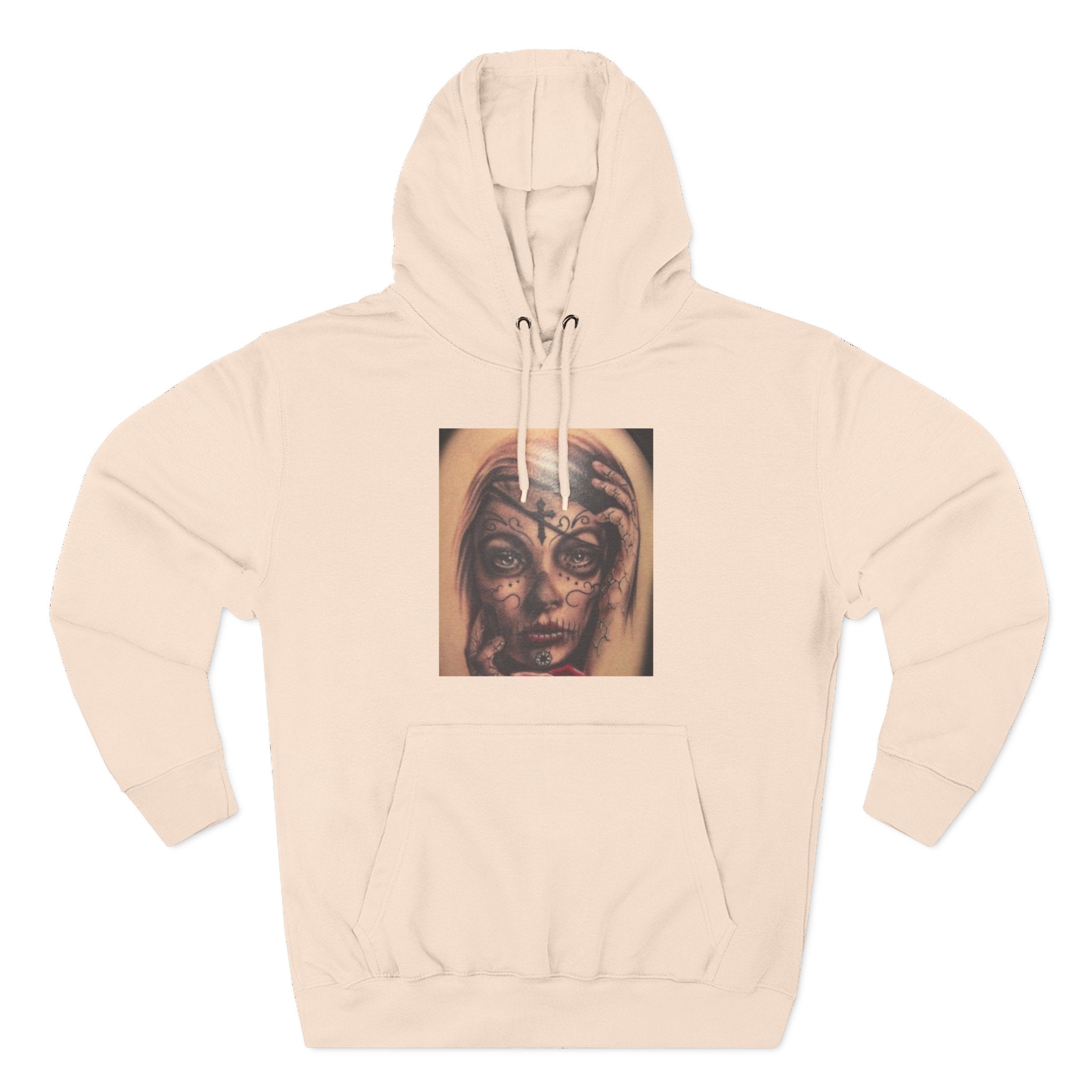 Girl Friends of the Dead Hoodie — Surreal Face Art Three-Panel Graphic Hoodie