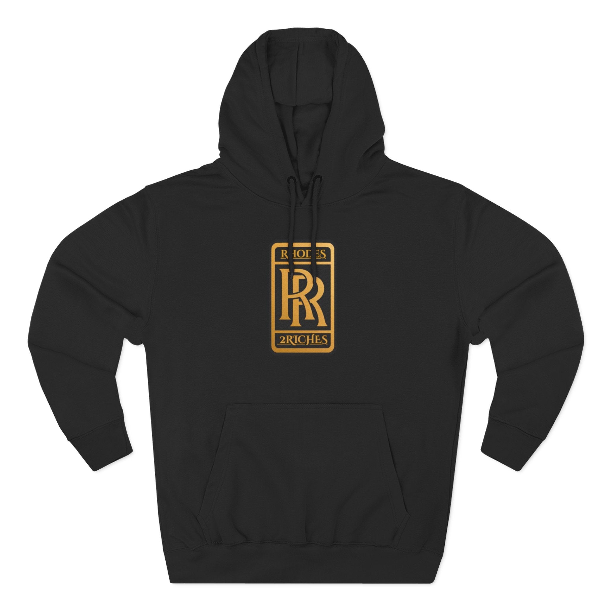 RHODES 2 RICHES Heritage RR Gold Emblem Hoodie — Luxury Vintage Logo Fleece