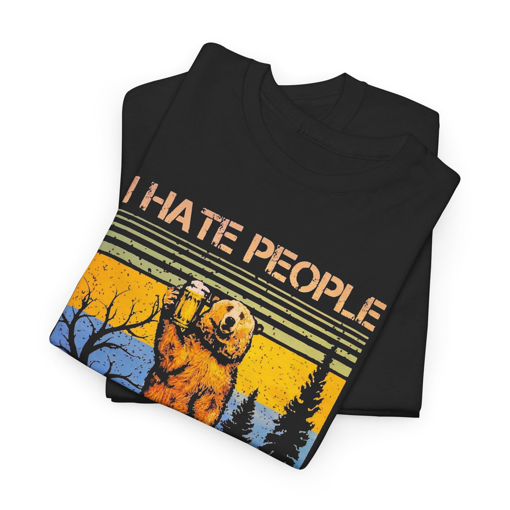 I Hate People Bear T‑Shirt — Retro Forest Graphic Tee