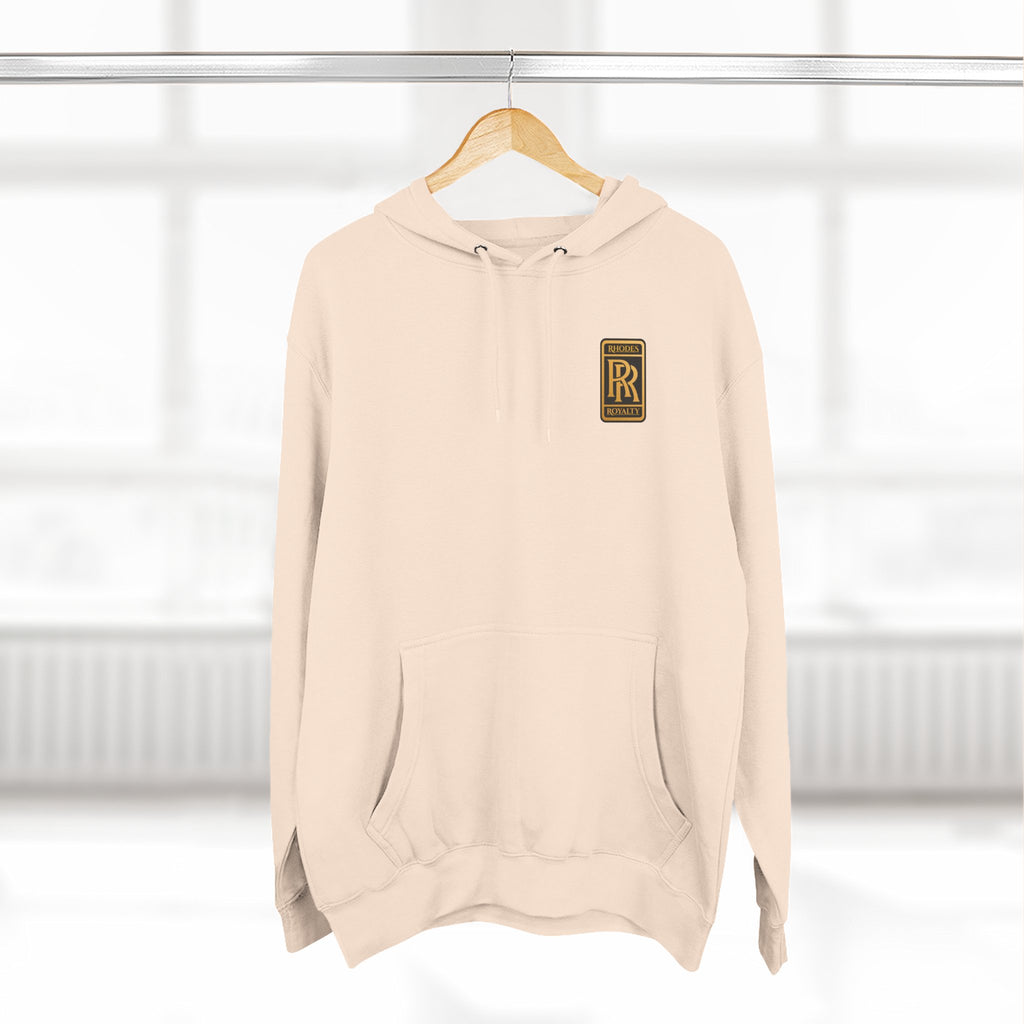 Rhodes Royalty RR Patch Hoodie — Three-Panel Fleece Hooded Sweatshirt