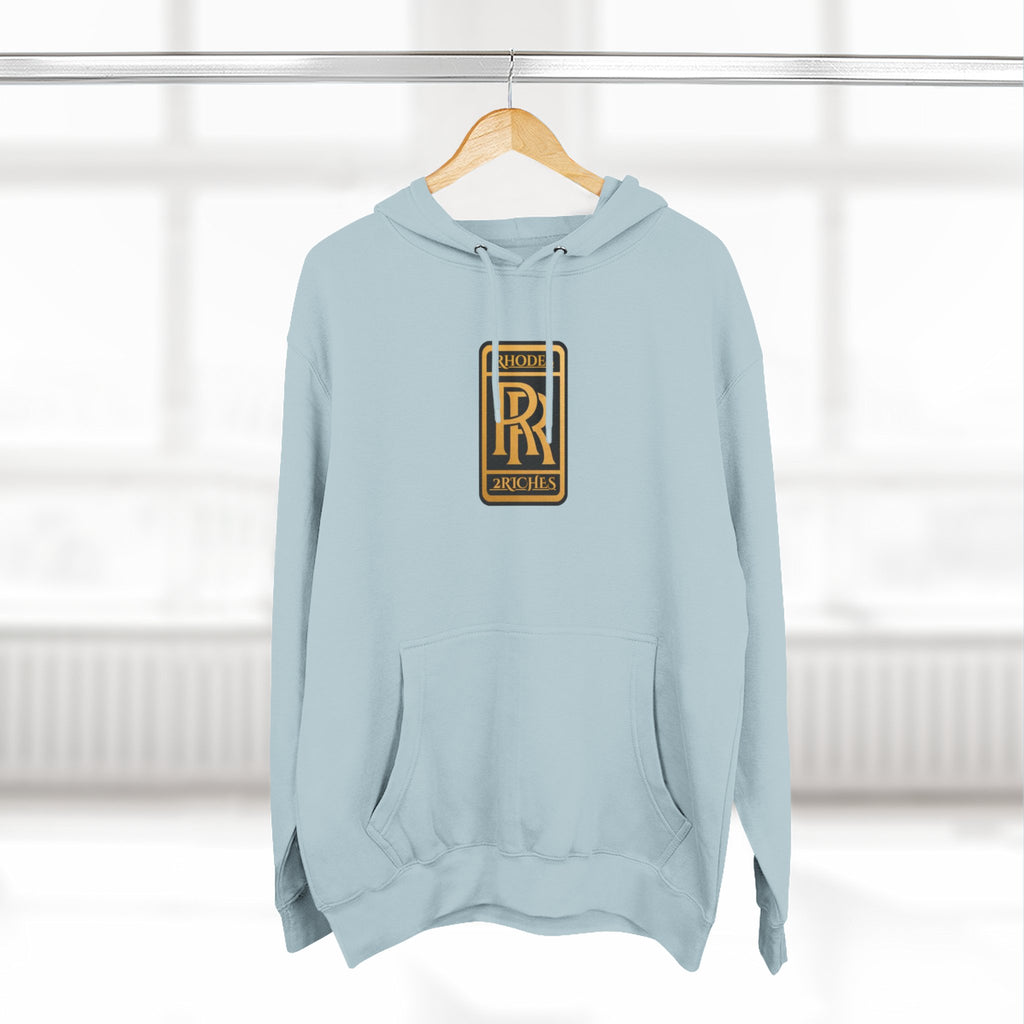 RHODES 2 RICHES  Luxury Monogram Hoodie — Gold RR Crest Fleece Pullover