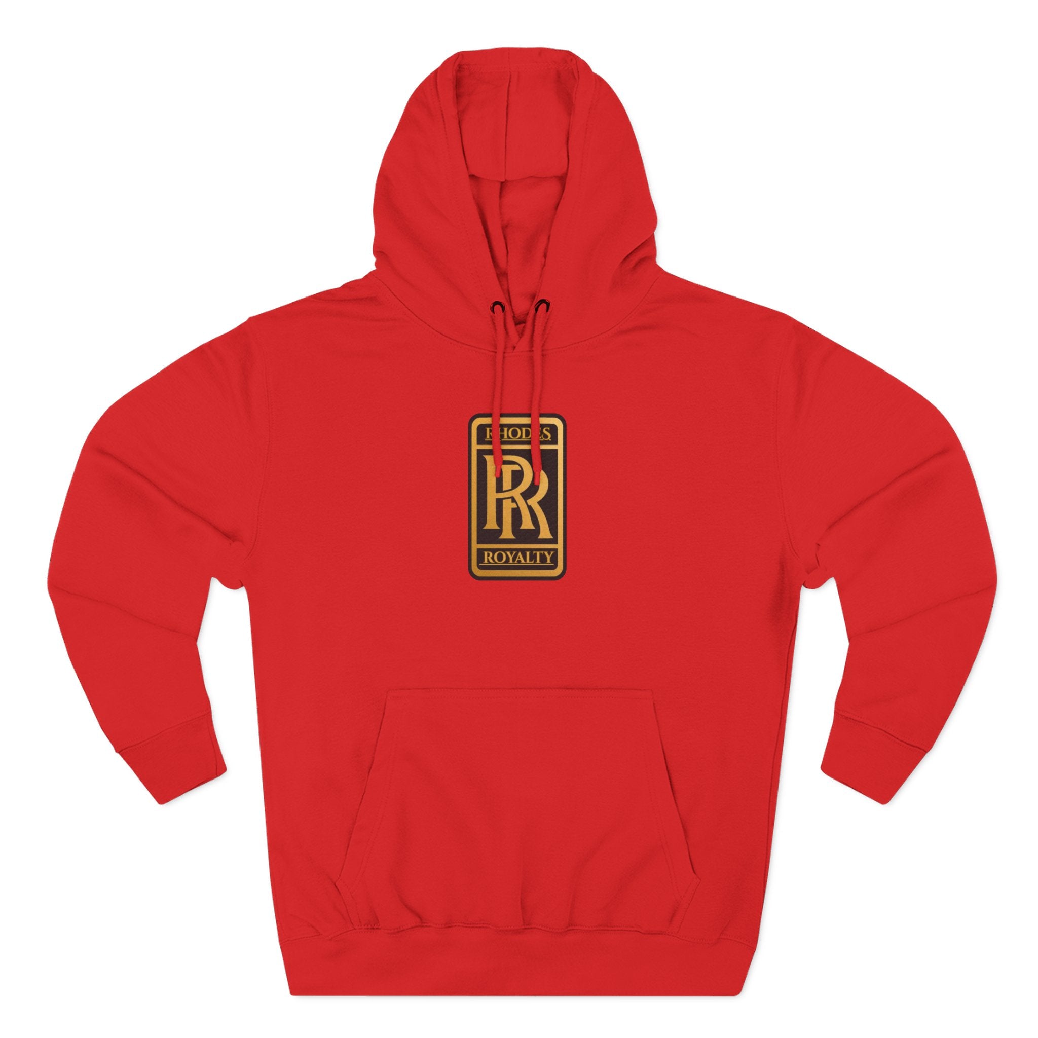 Rhodes Royalty Logo Hoodie — Gold Emblem Fleece Pullover
