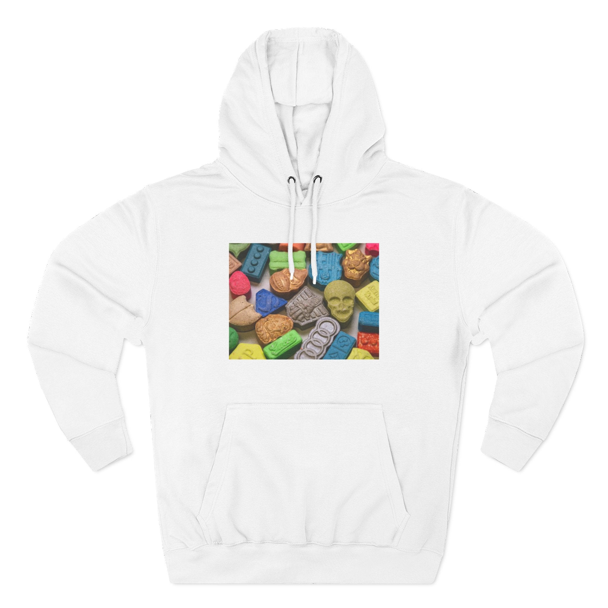 Electric Forest Candy Vitamins Graphic Hoodie — Colorful Gummy Brick Print Pullover