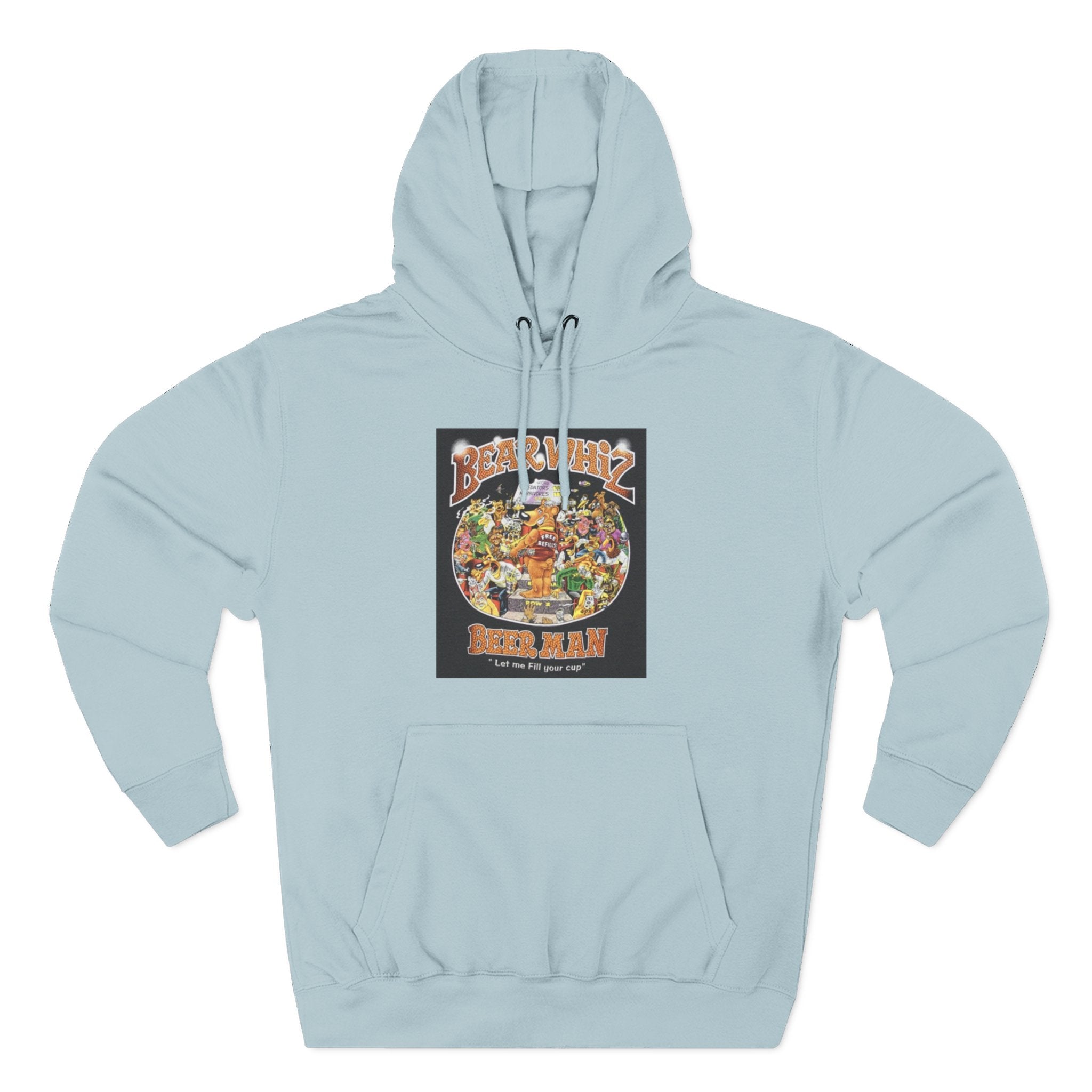 Bear Whiz Beer Fill-em Up Hoodie — Retro Collage Pullover