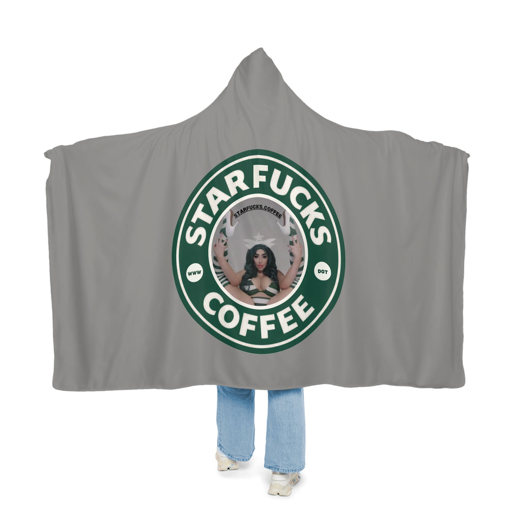 Starfucks.Coffee Hooded Throw Blanket – “Starfucks Coffee” Logo Snuggle Blanket