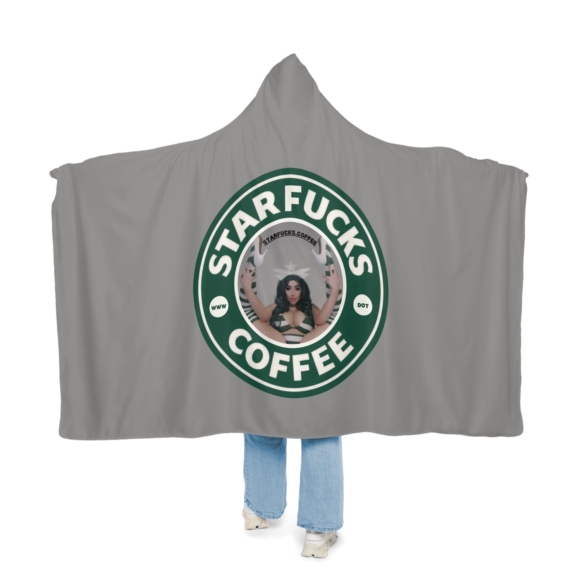 Starfucks.Coffee Hooded Throw Blanket – “Starfucks Coffee” Logo Snuggle Blanket