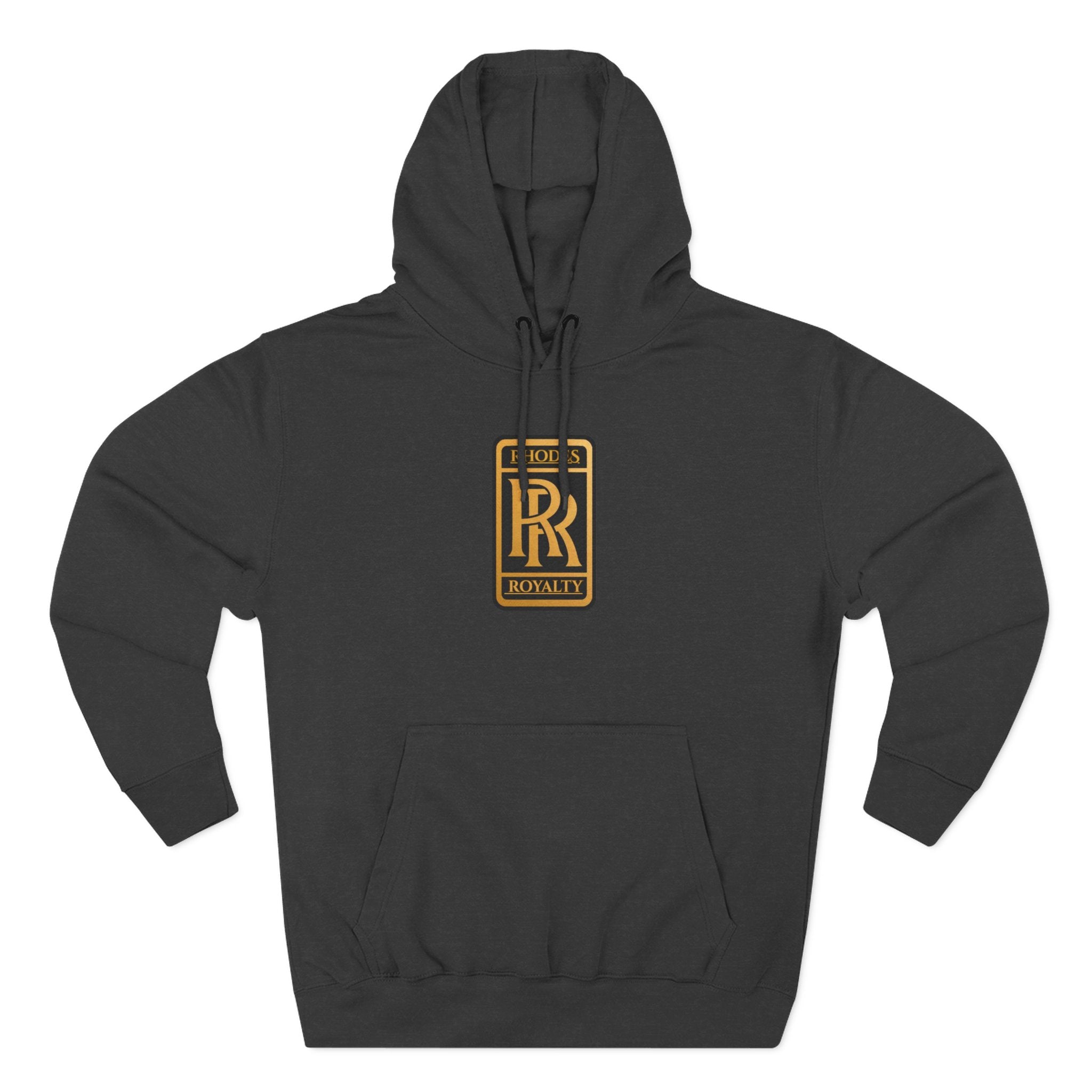Rhodes Royalty Logo Hoodie — Gold Emblem Fleece Pullover