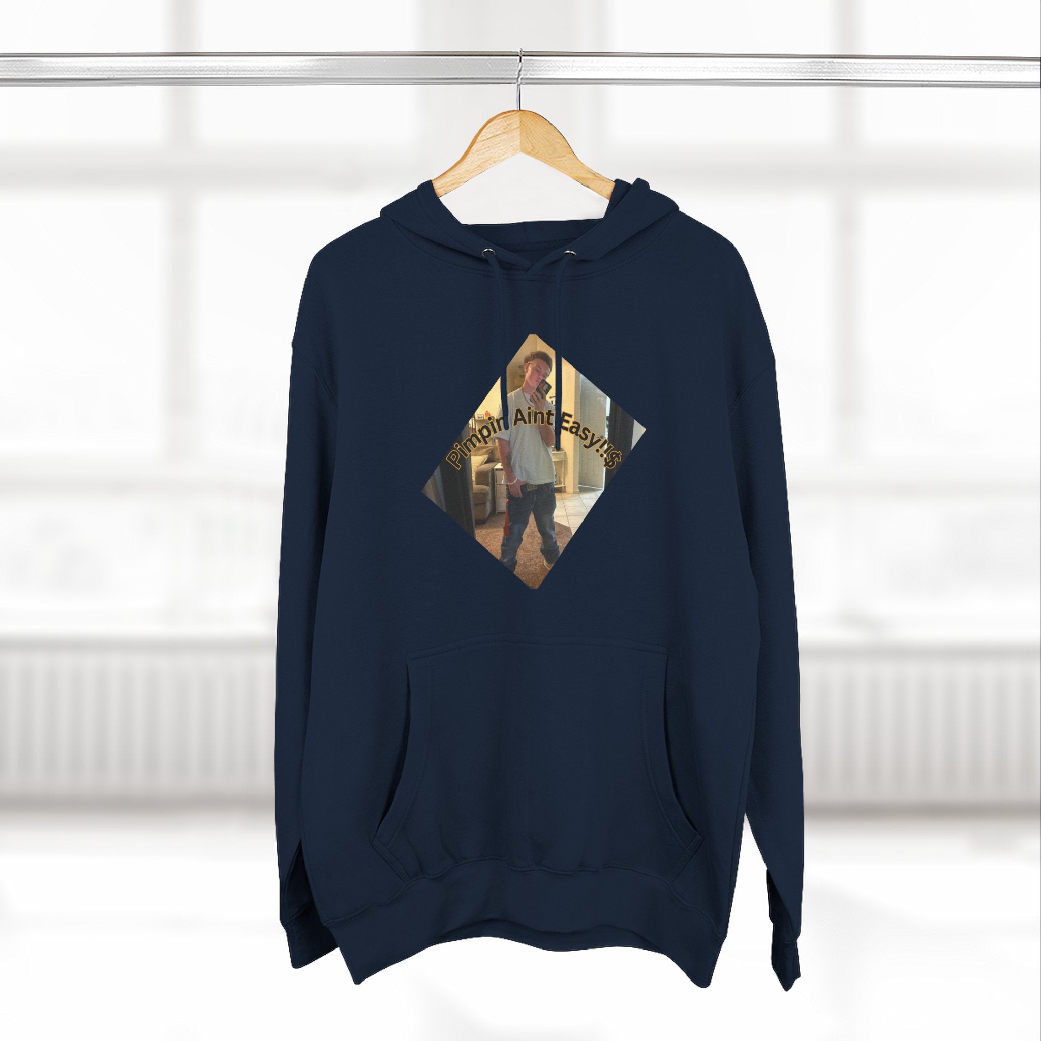Pimpin Aint Easy (Ryder or Die Style)   Three-Panel Fleece Hoodie — Cozy Diamond Photo Graphic Pullover