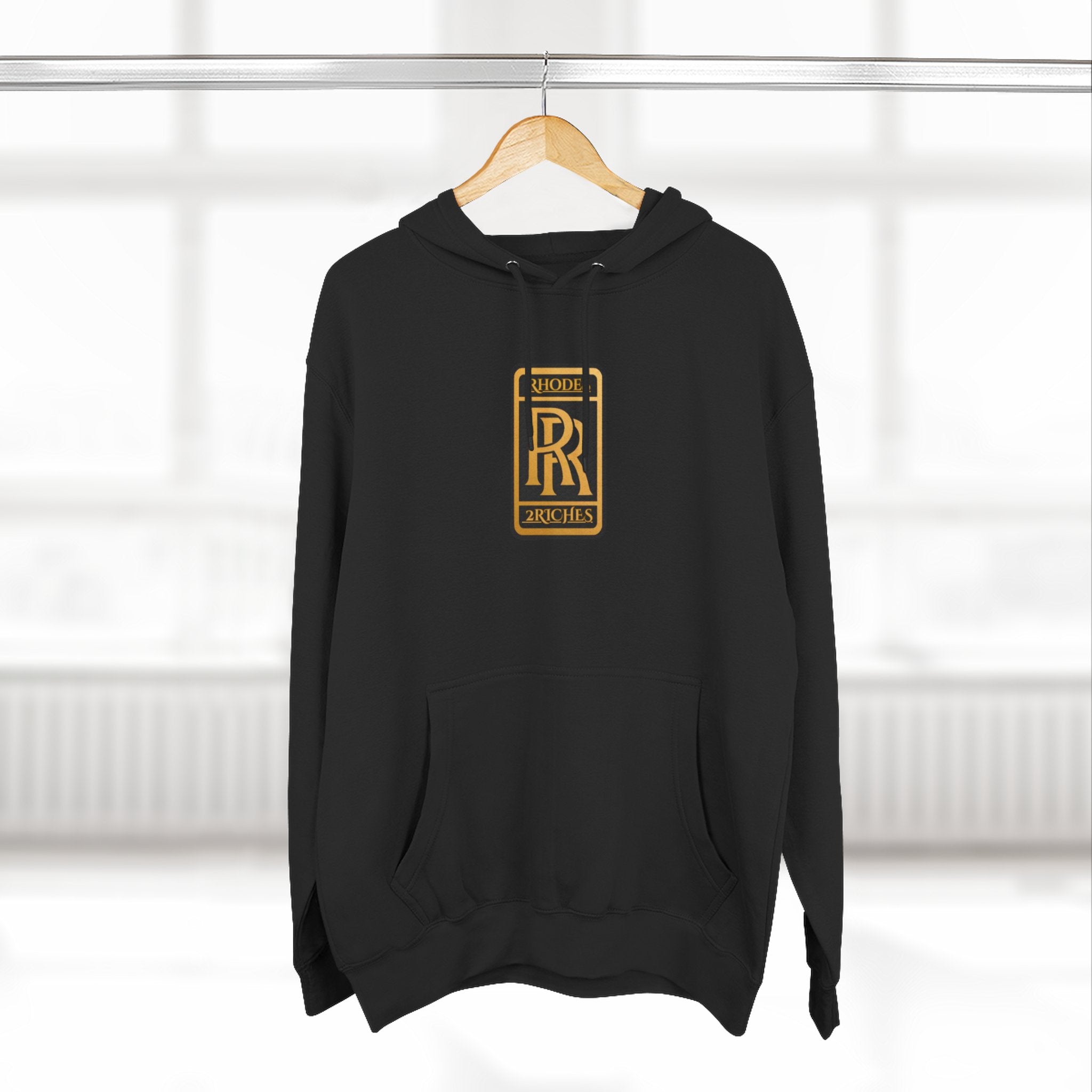 RHODES 2 RICHES  Luxury Monogram Hoodie — Gold RR Crest Fleece Pullover