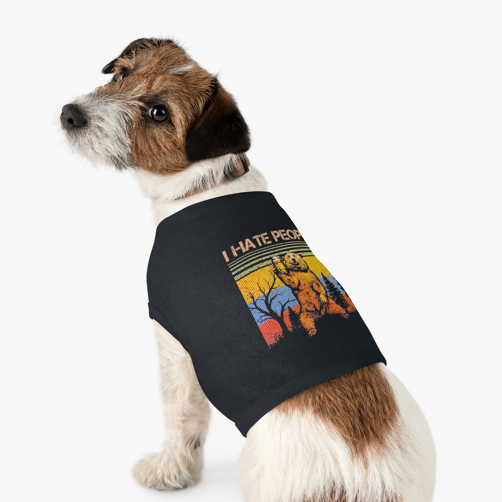 I Hate People Bear Pet Tank Top - Funny Retro Forest Dog Shirt