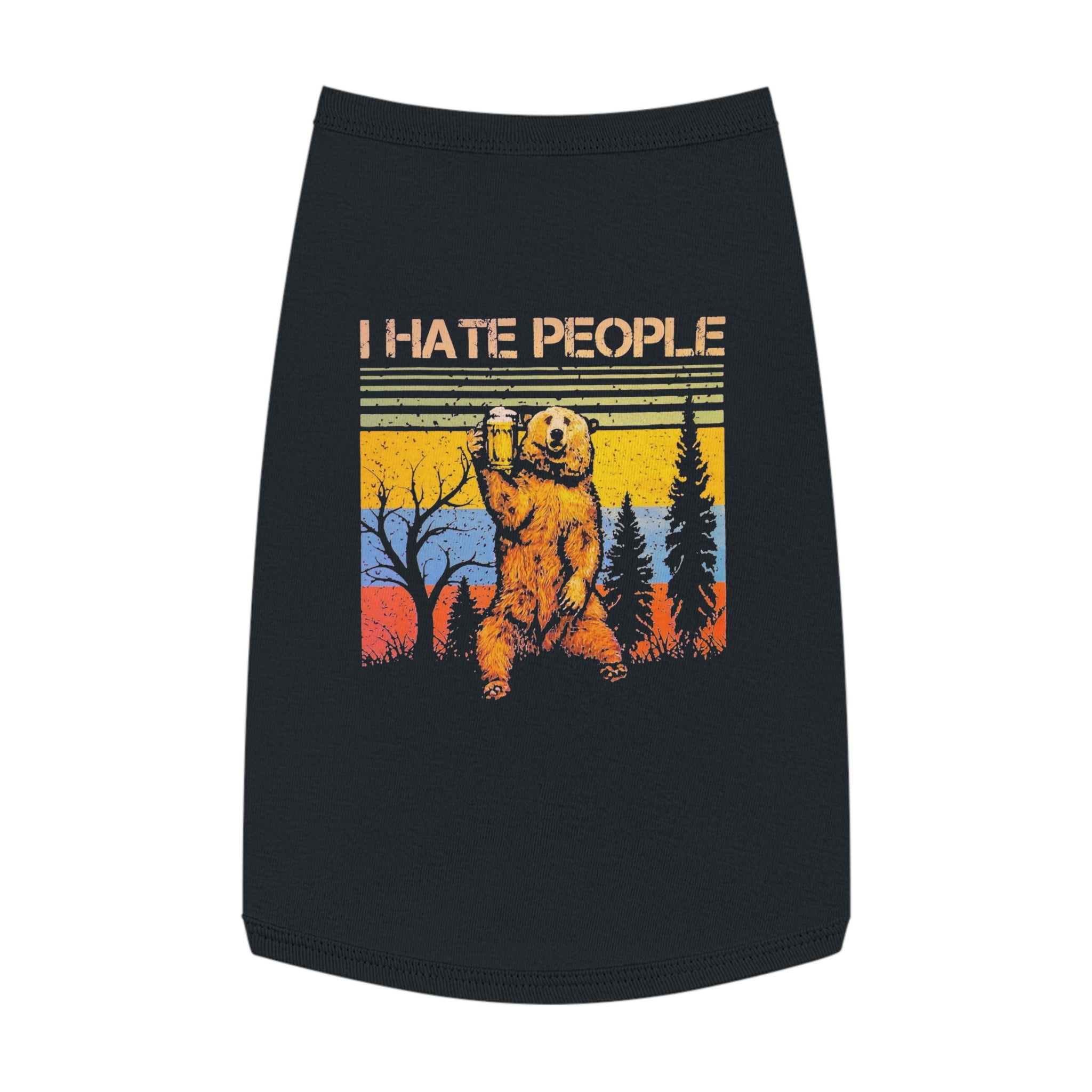 I Hate People Bear Pet Tank Top - Funny Retro Forest Dog Shirt