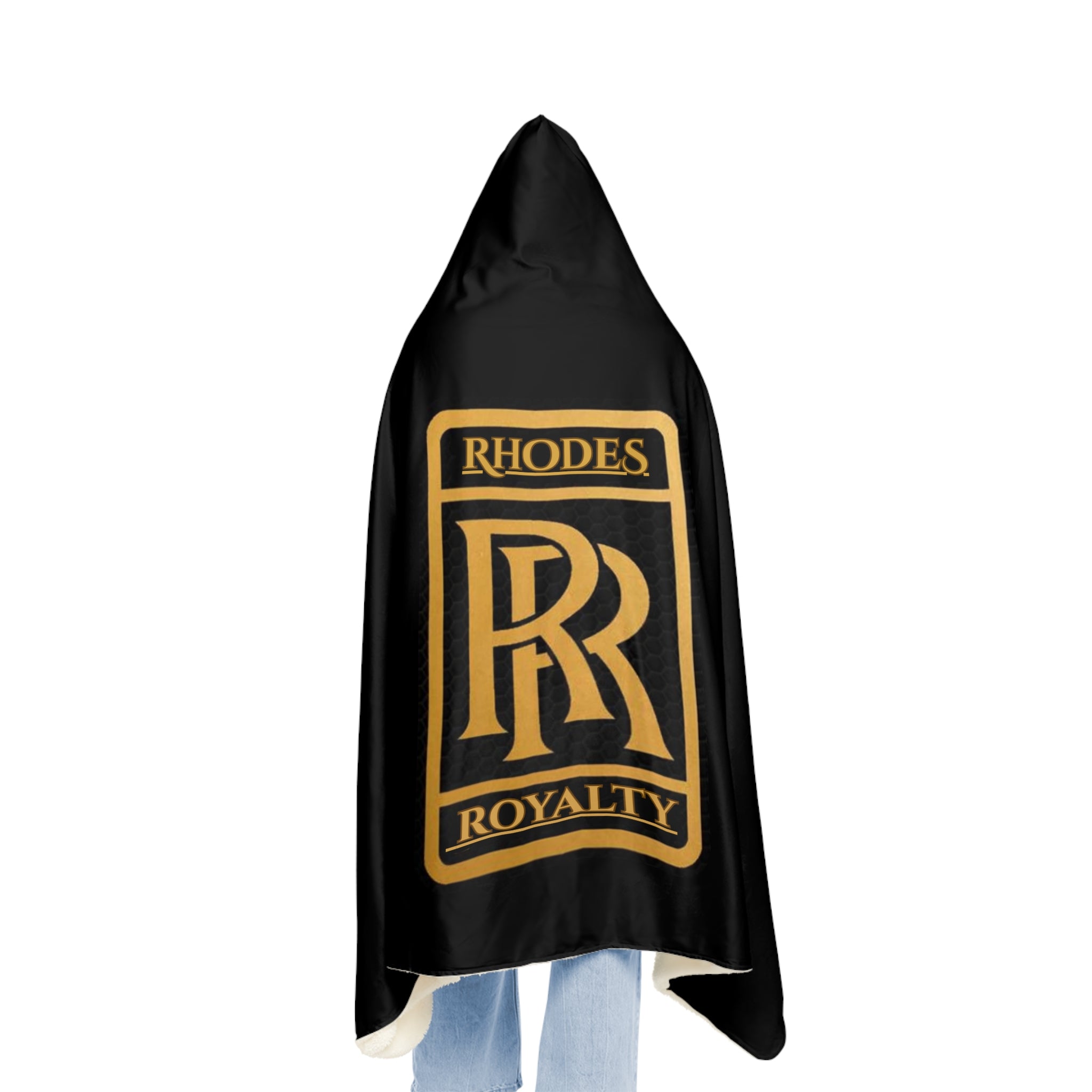 Rhodes Royalty - RR Hooded Blanket – Cozy Snuggle Throw with Gold Emblem