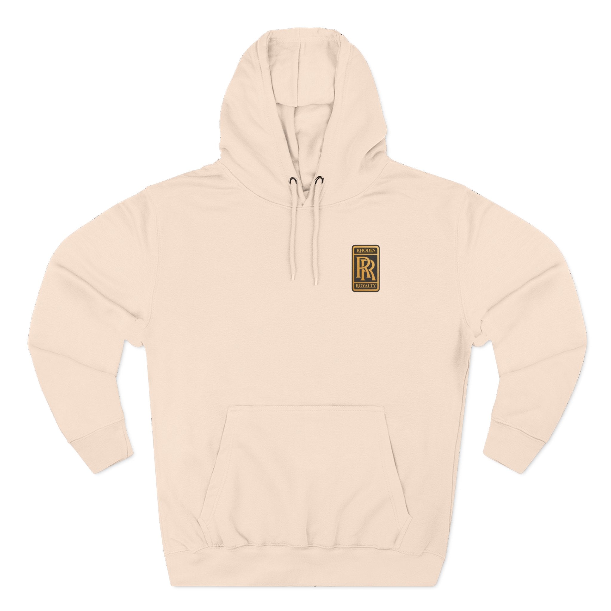 Rhodes Royalty RR Patch Hoodie — Three-Panel Fleece Hooded Sweatshirt