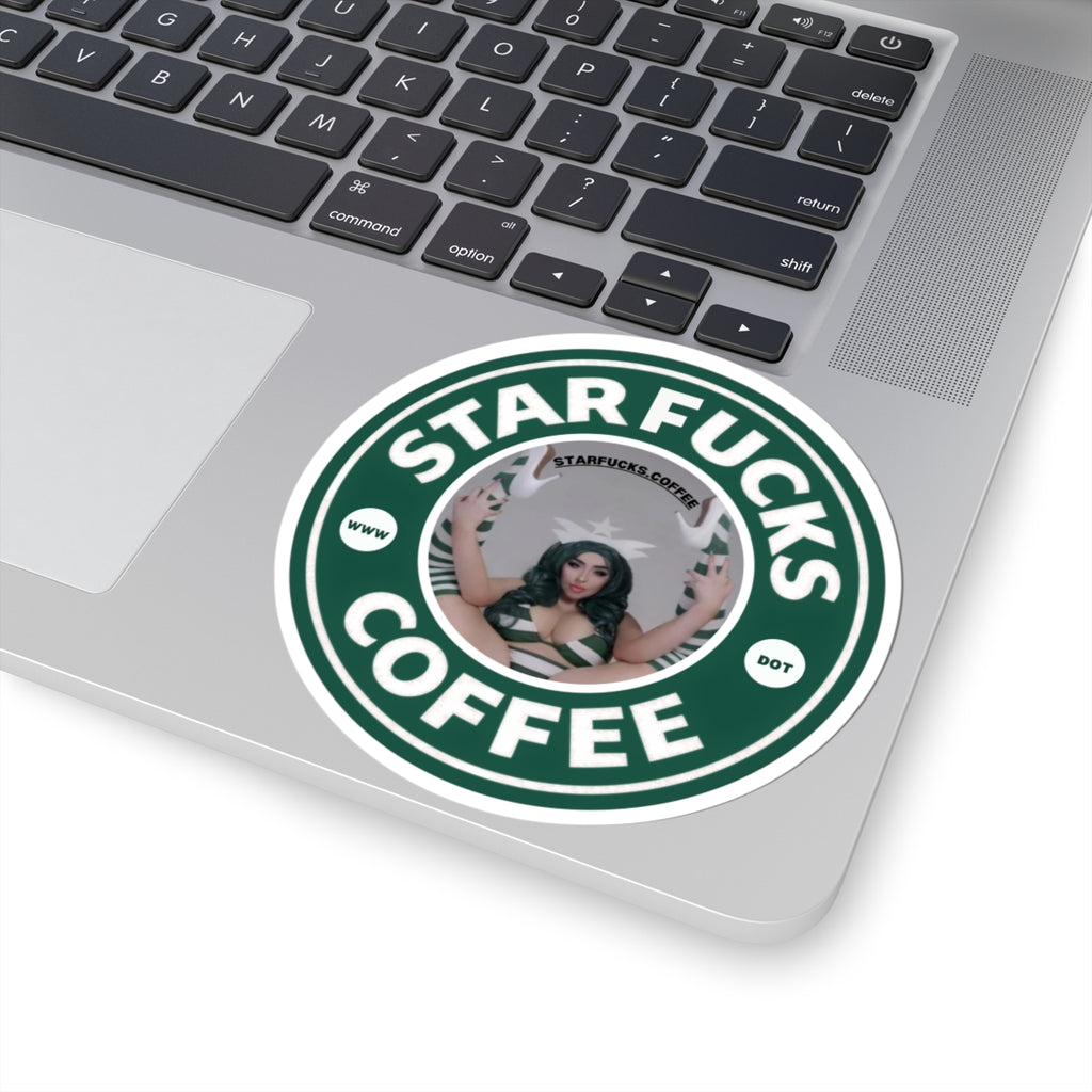 StarFucks.Coffee Sticker (Kiss-Cut) — Round Vinyl Decal laptop car truck window door clothing