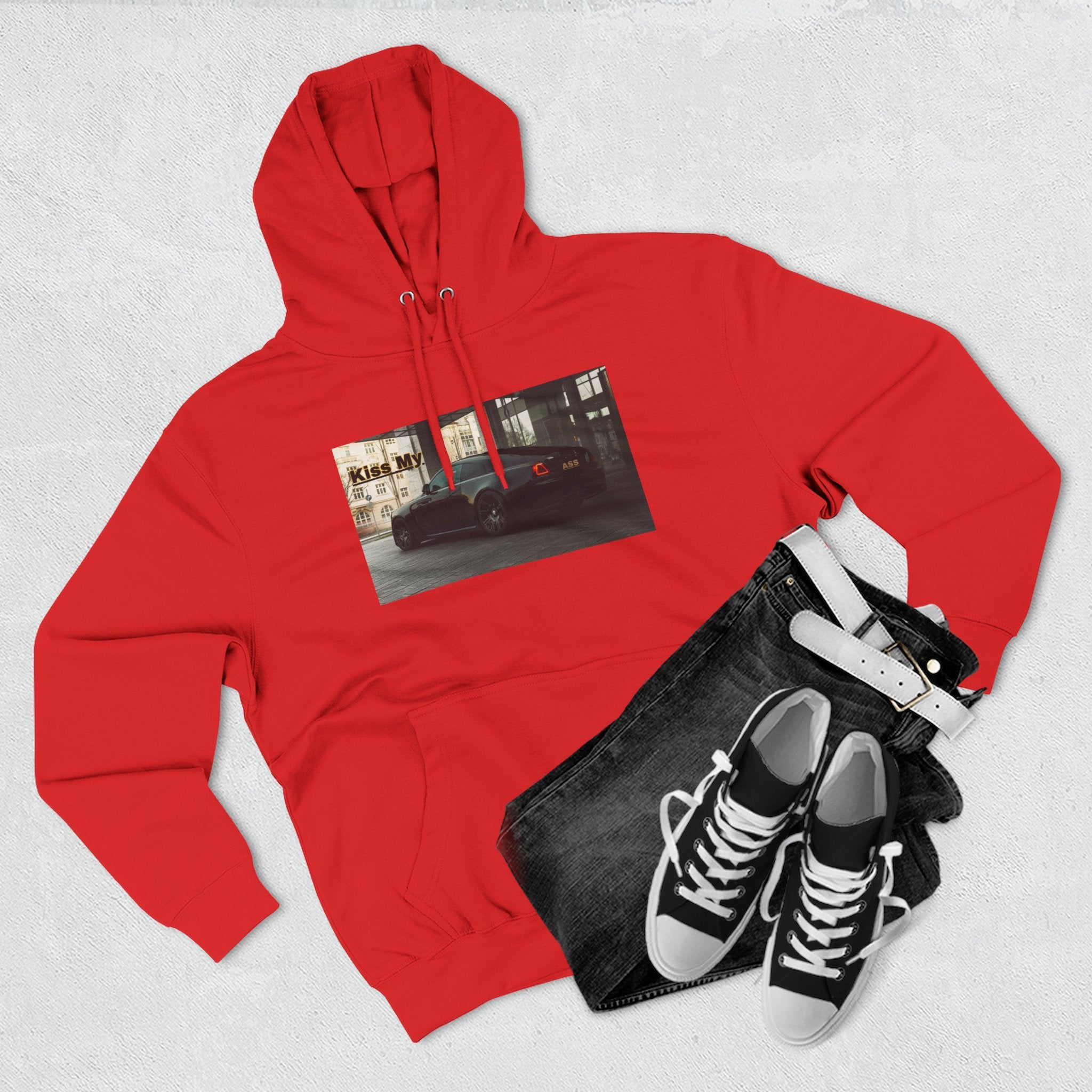 KISS MY license plate Photo Hoodie — Vintage Streetwear Pullover