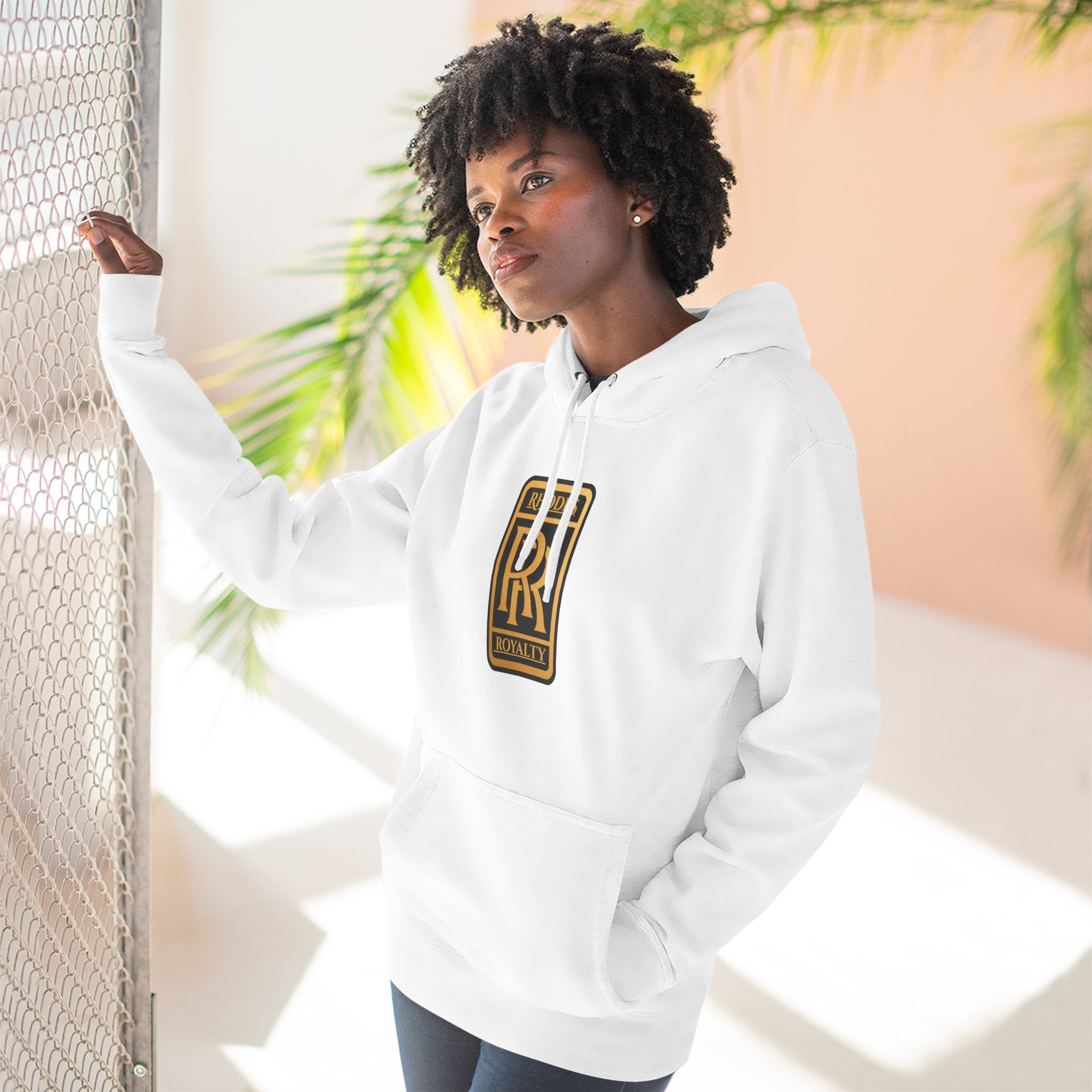 Rhodes Royalty Logo Hoodie — Gold Emblem Fleece Pullover