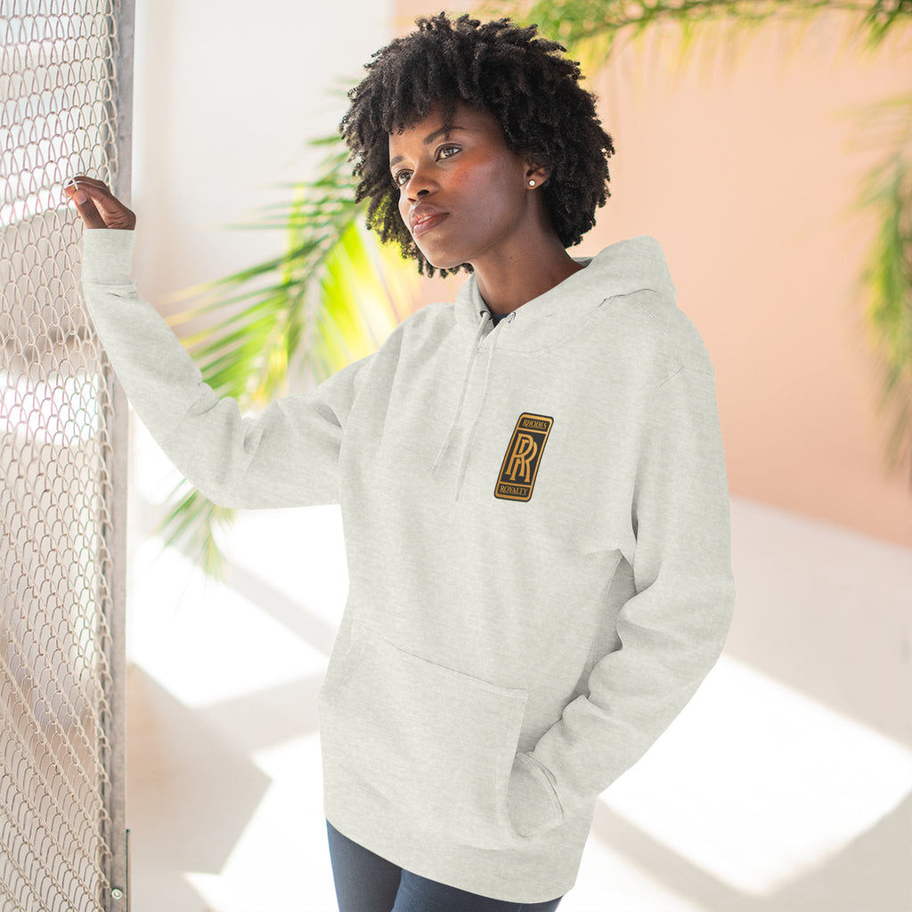 Rhodes Royalty RR Patch Hoodie — Three-Panel Fleece Hooded Sweatshirt