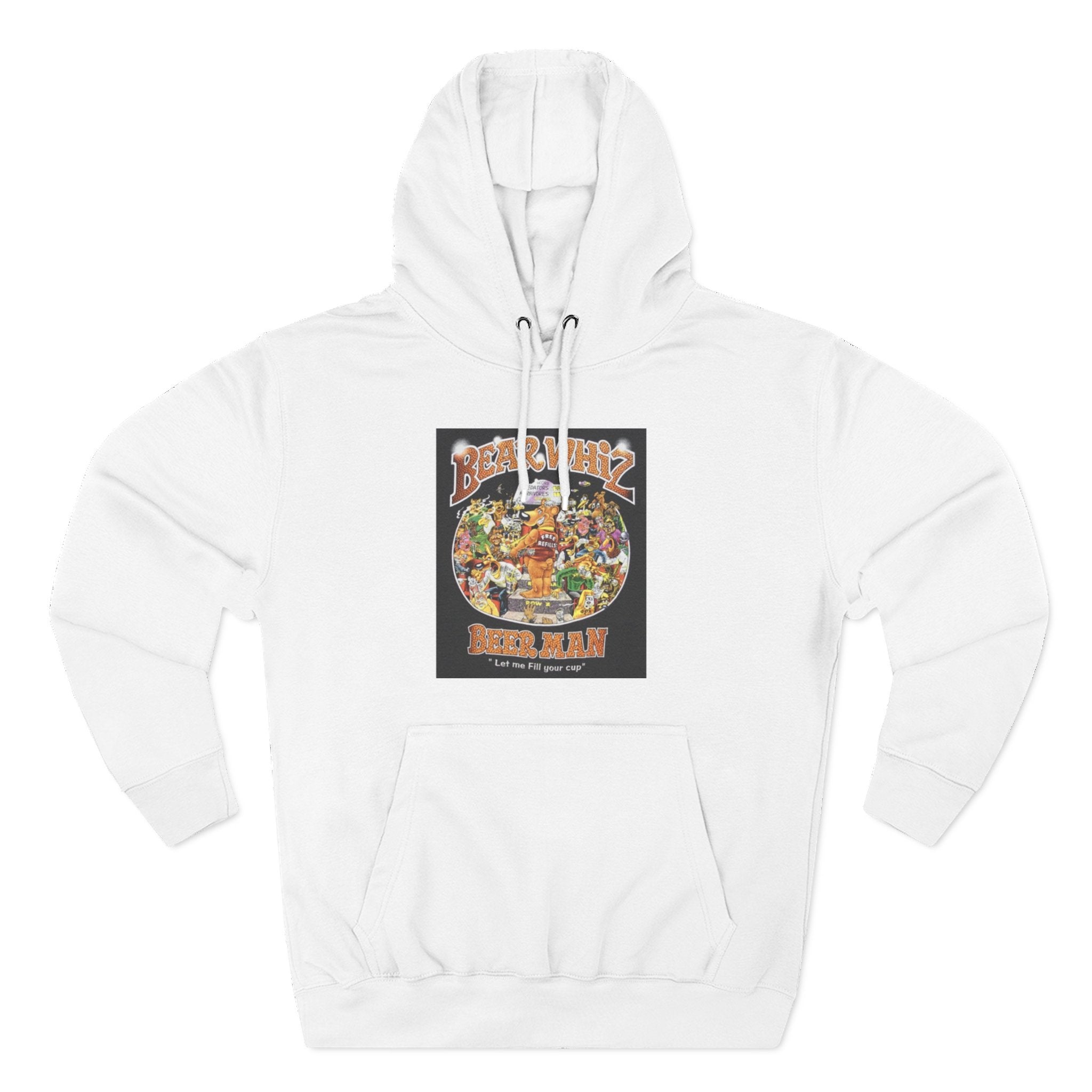 Bear Whiz Beer Fill-em Up Hoodie — Retro Collage Pullover
