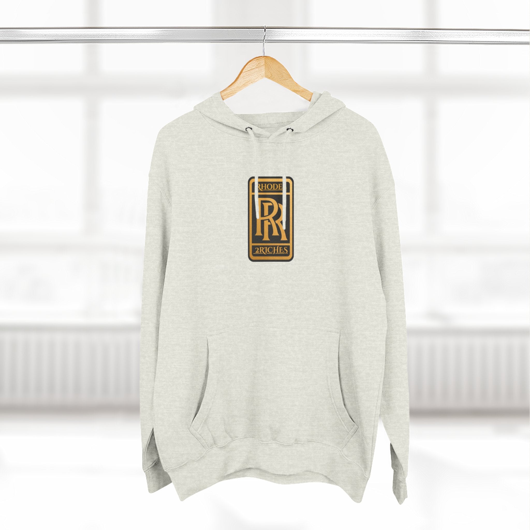 RHODES 2 RICHES  Luxury Monogram Hoodie — Gold RR Crest Fleece Pullover