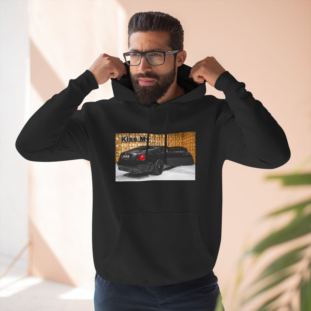 Kiss My  License plate Hoodie — Graphic Black Car Music Lover Pullover