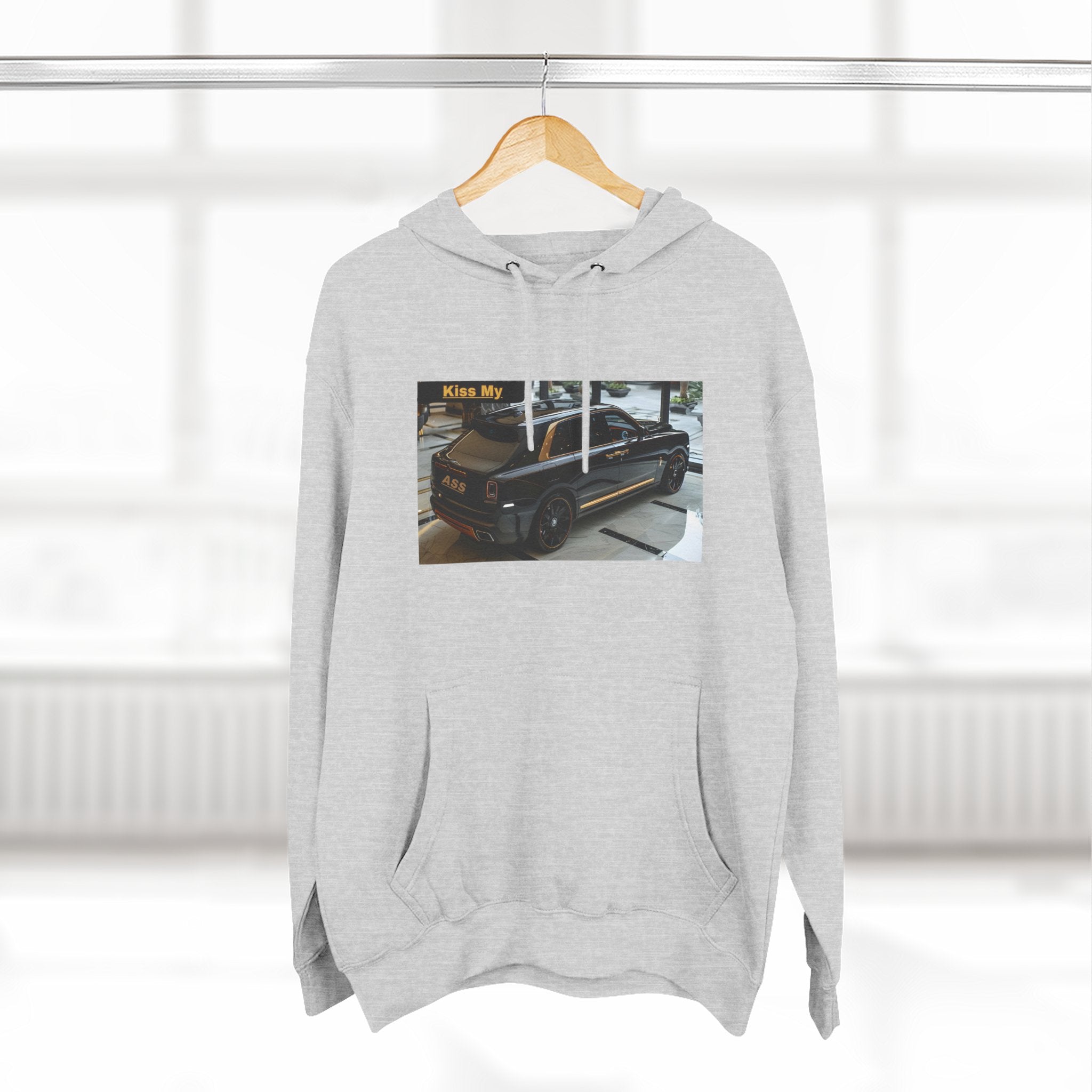 Kiss MY  License plate SUV Hoodie — Vintage Black Muscle Car Graphic Pullover