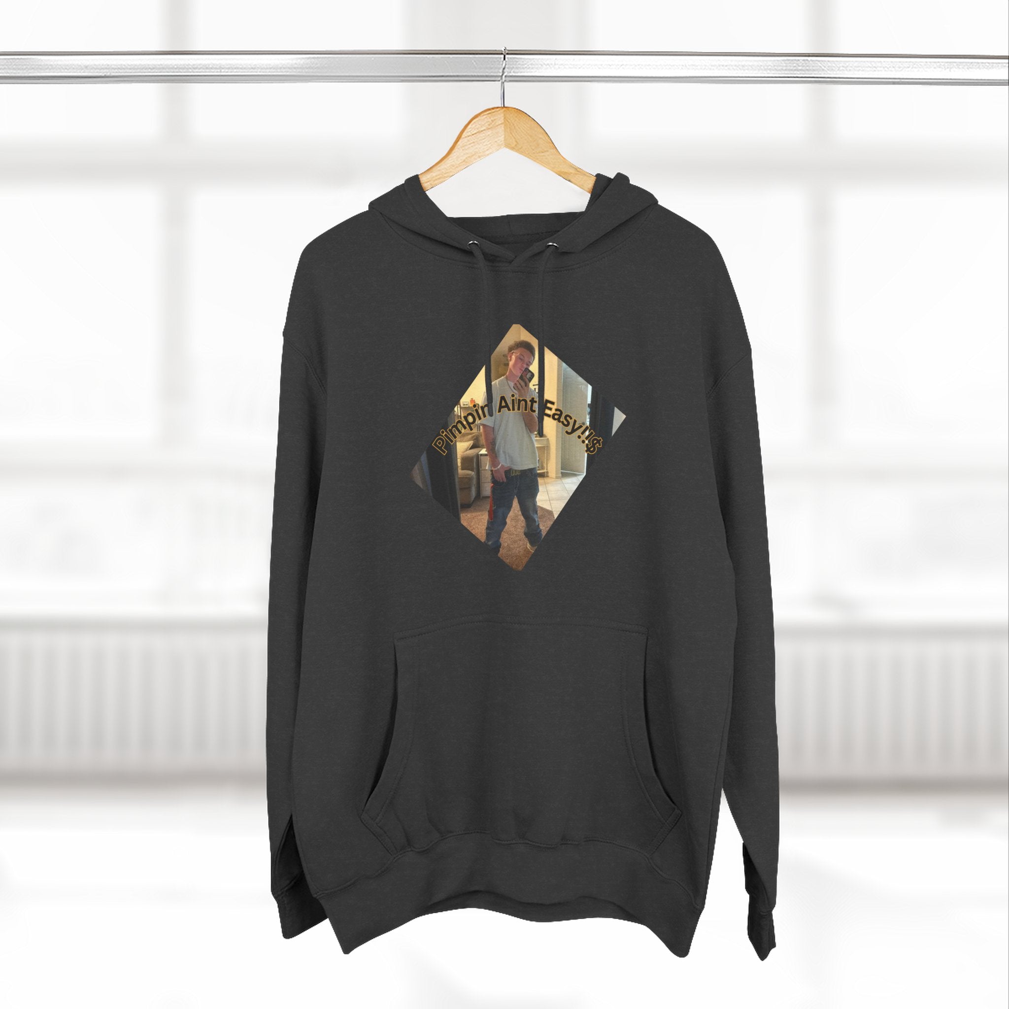 Pimpin Aint Easy (Ryder or Die Style)   Three-Panel Fleece Hoodie — Cozy Diamond Photo Graphic Pullover