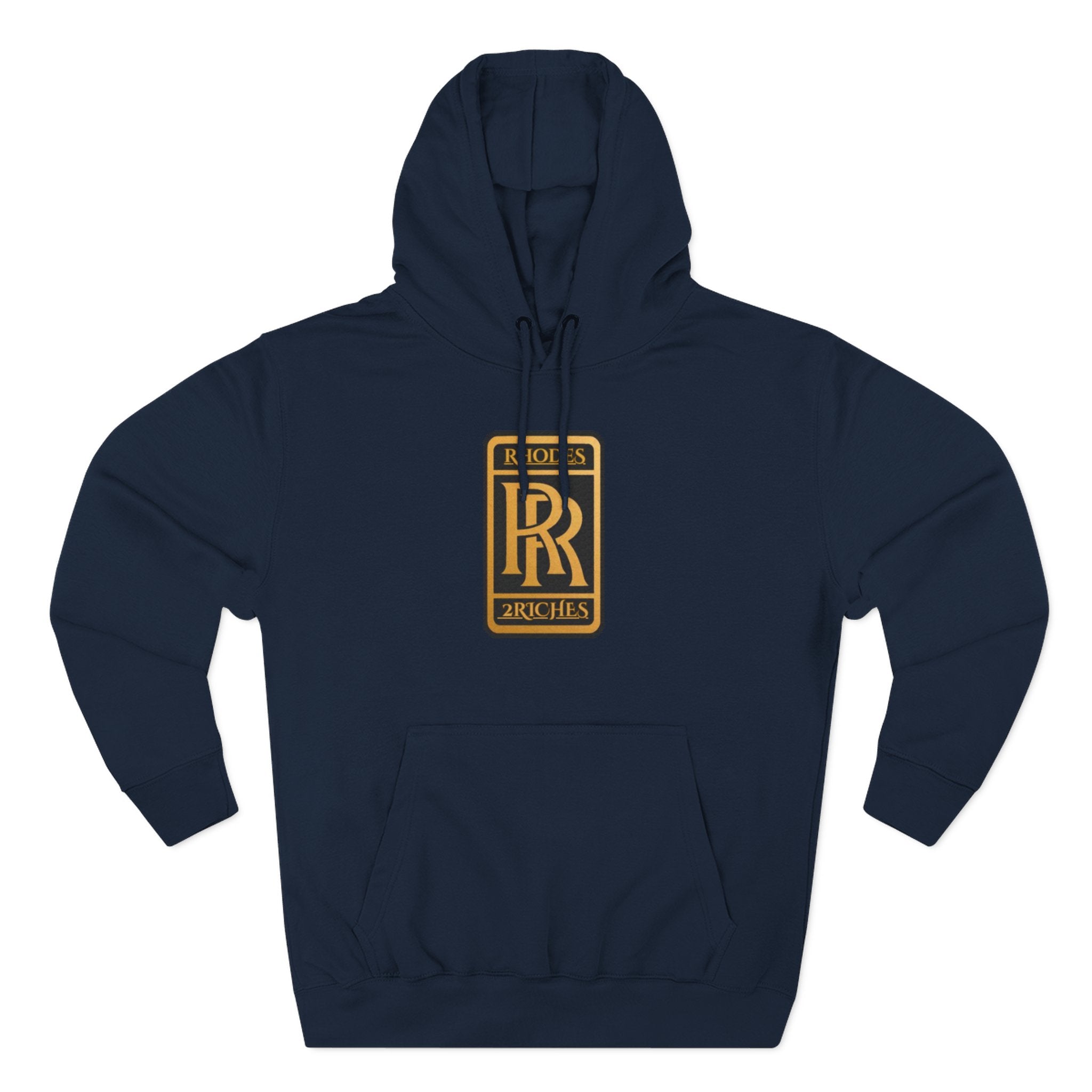 RHODES 2 RICHES Heritage RR Gold Emblem Hoodie — Luxury Vintage Logo Fleece