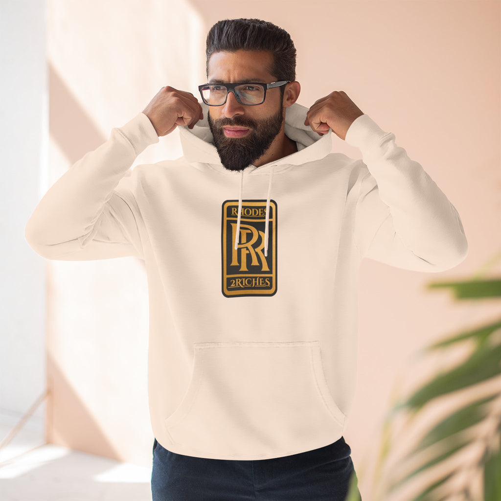 RHODES 2 RICHES Heritage RR Gold Emblem Hoodie — Luxury Vintage Logo Fleece