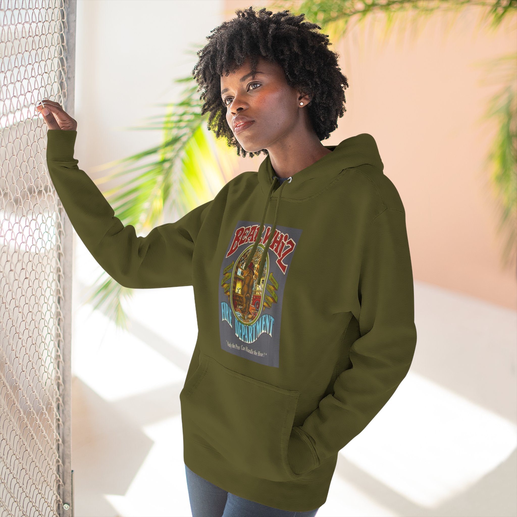 Bear Whiz Fire Department Hoodie — Vintage Bear Whiz Three-Panel Design