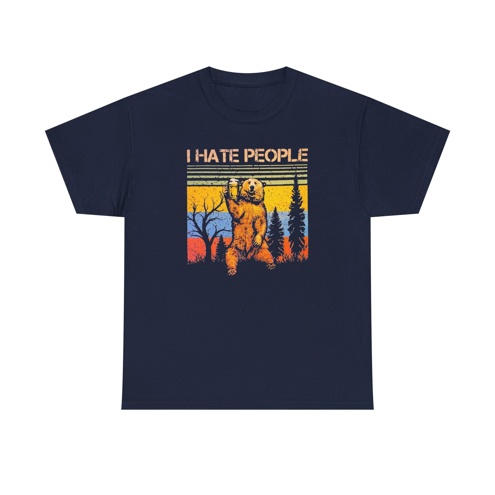 I Hate People Bear T‑Shirt — Retro Forest Graphic Tee