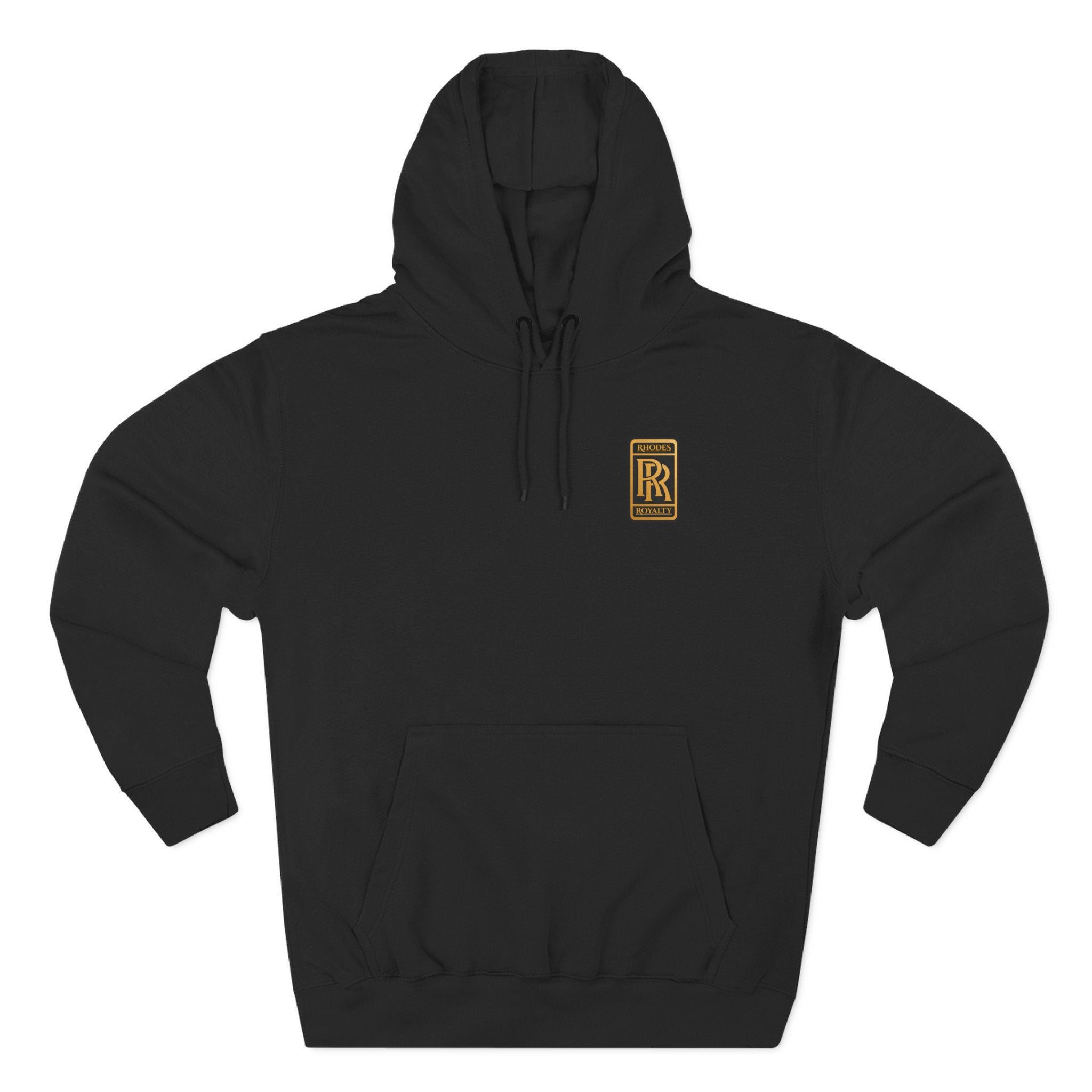 Rhodes Royalty RR Patch Hoodie — Three-Panel Fleece Hooded Sweatshirt