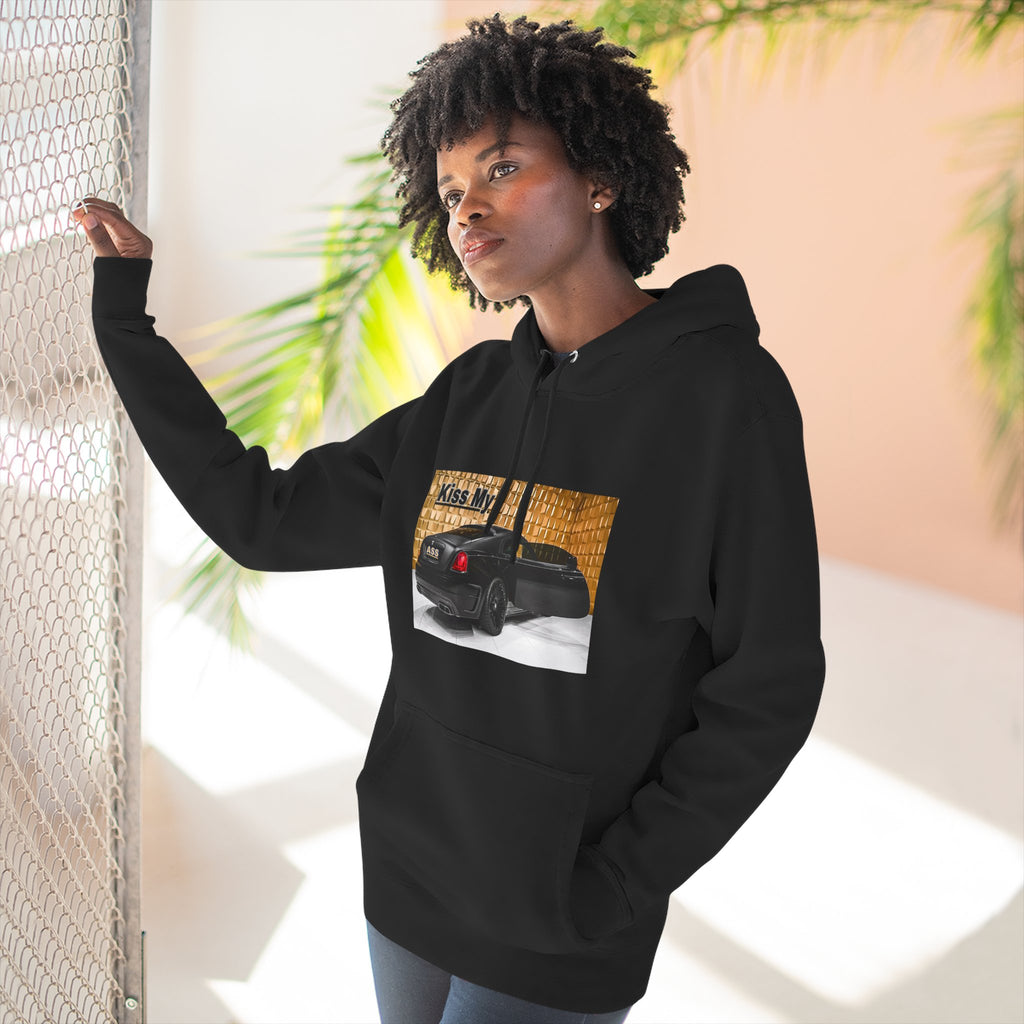 Kiss My  License plate Hoodie — Graphic Black Car Music Lover Pullover