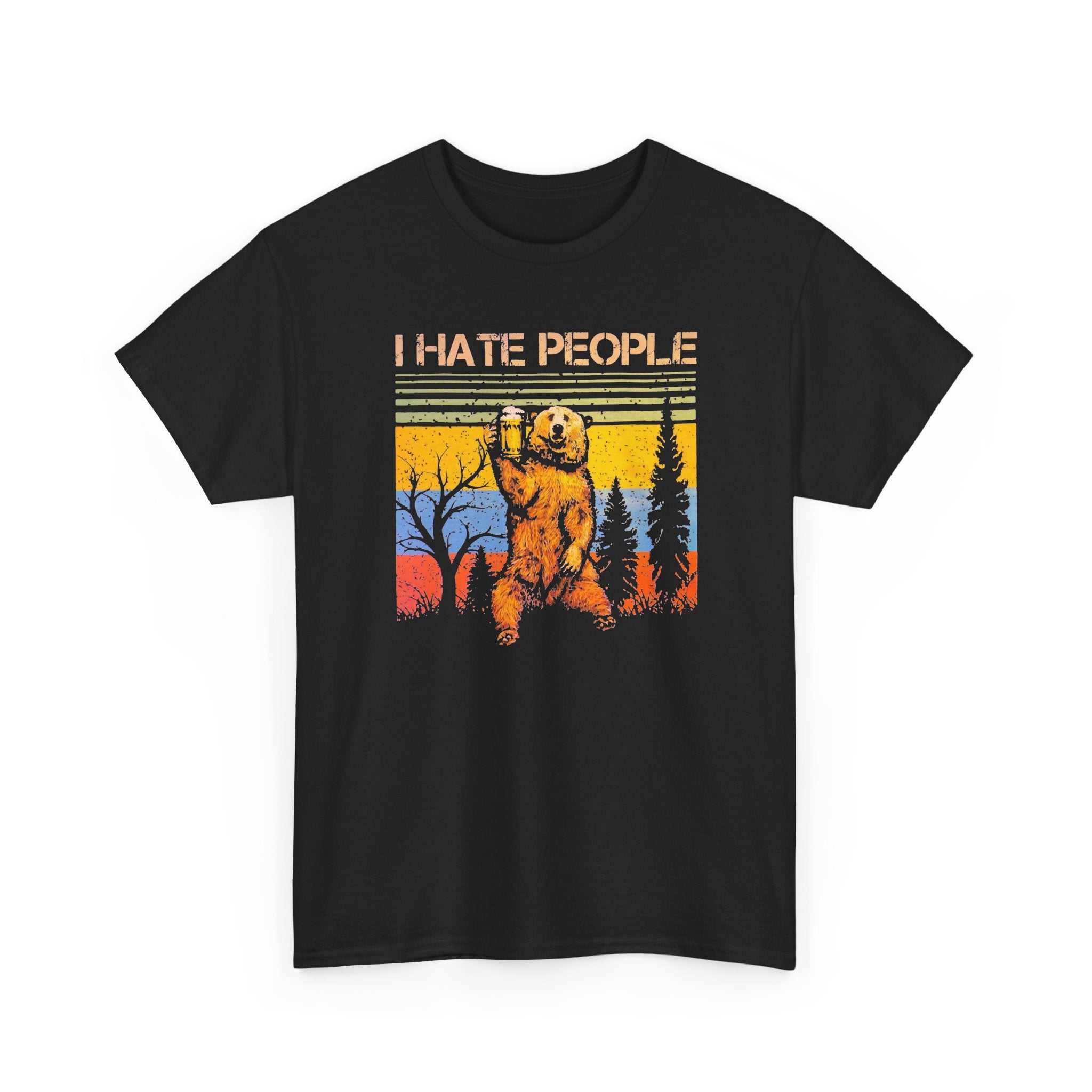 I Hate People Bear T‑Shirt — Retro Forest Graphic Tee