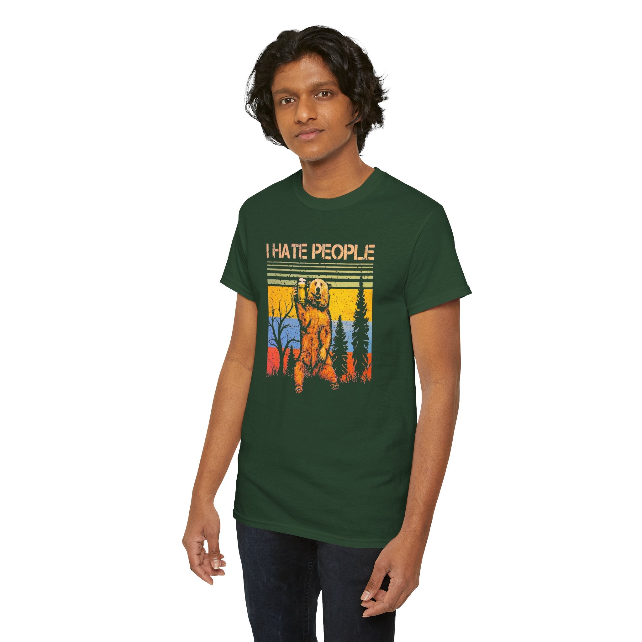 I Hate People Bear T‑Shirt — Retro Forest Graphic Tee