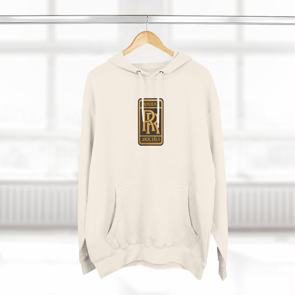 RHODES 2 RICHES  Luxury Monogram Hoodie — Gold RR Crest Fleece Pullover