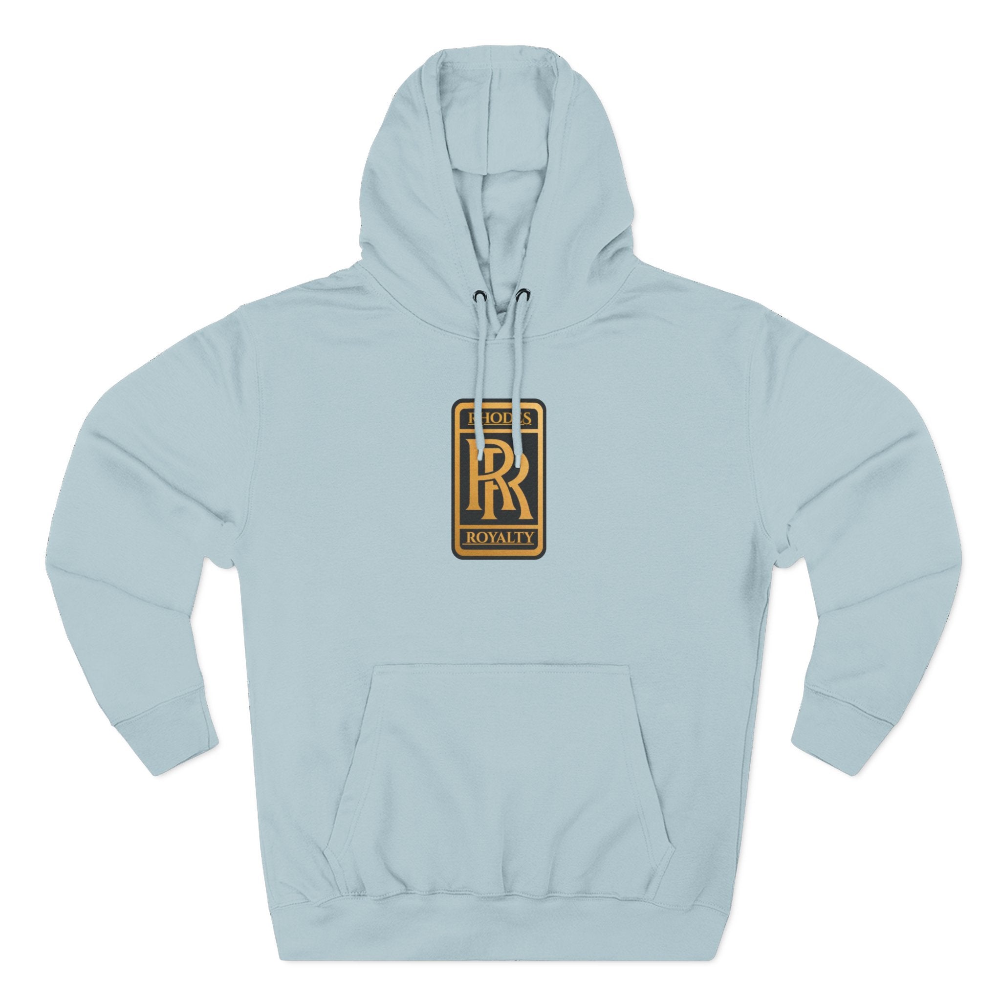 Rhodes Royalty Logo Hoodie — Gold Emblem Fleece Pullover