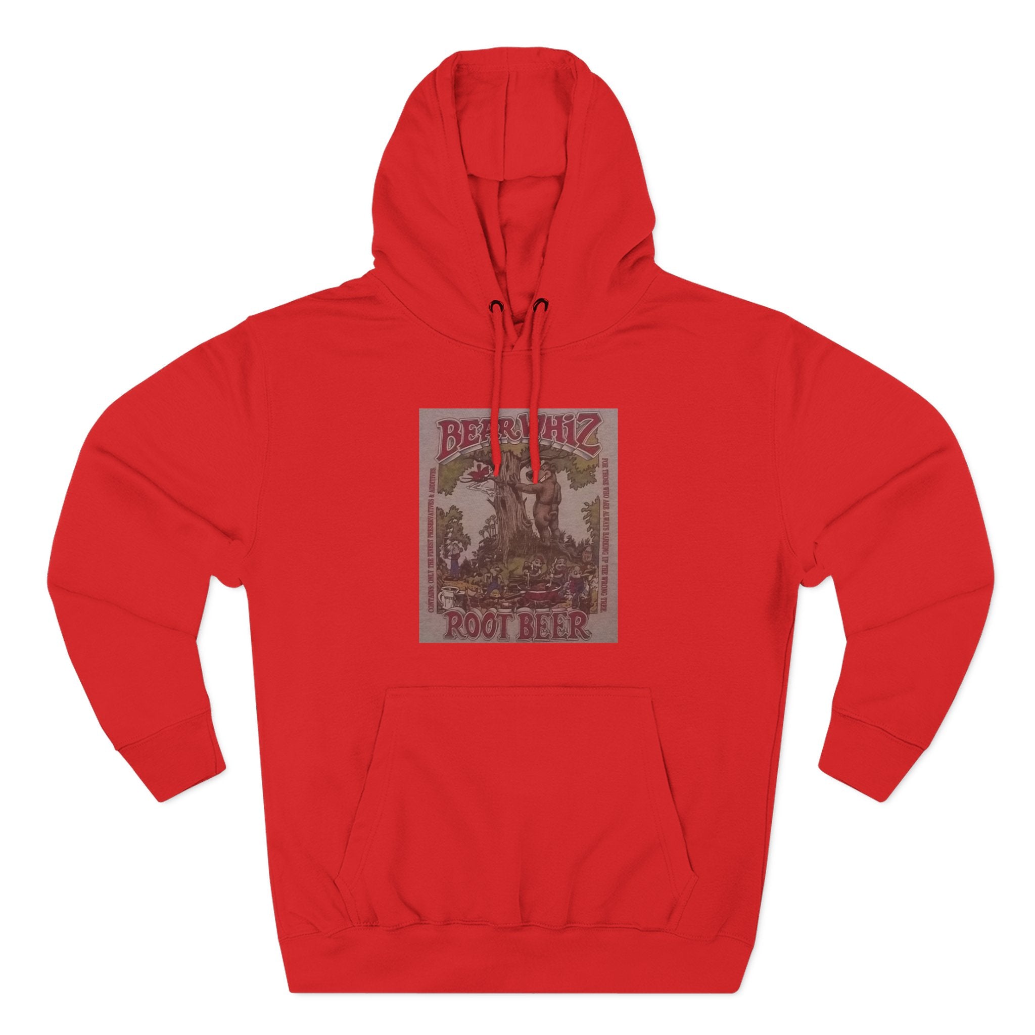 Bear Whiz Beer RootBeer  Vintage Label Hoodie — Retro Beverage Graphic Fleece Pullover