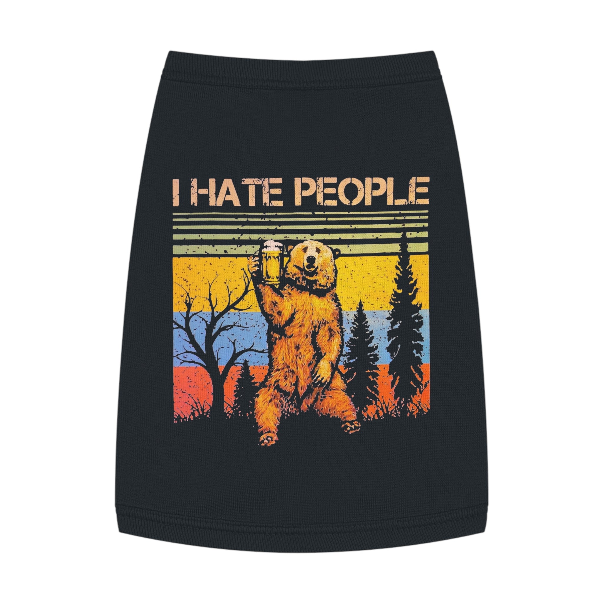 I Hate People Bear Pet Tank Top - Funny Retro Forest Dog Shirt