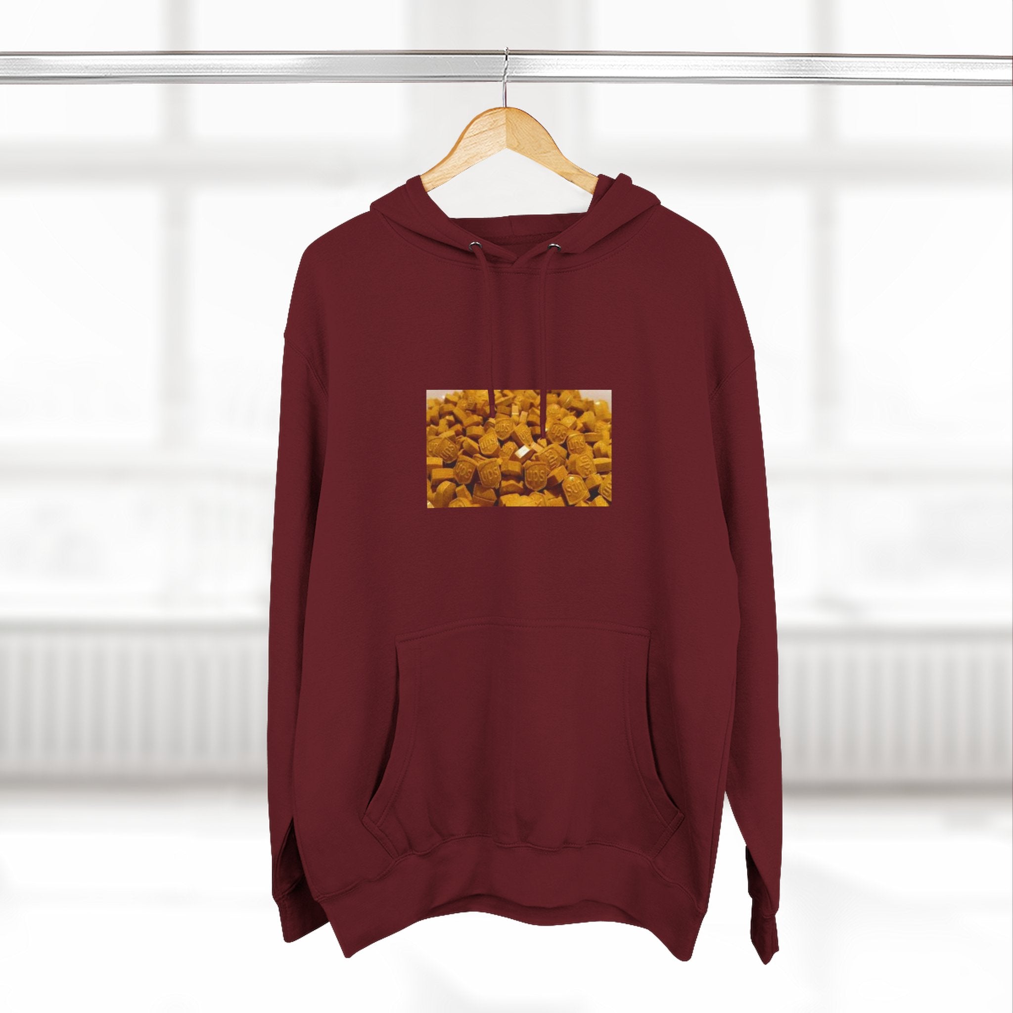 UPS Delivery Hoodie — Golden Nugget Pattern Chest Print Fleece Hoodie