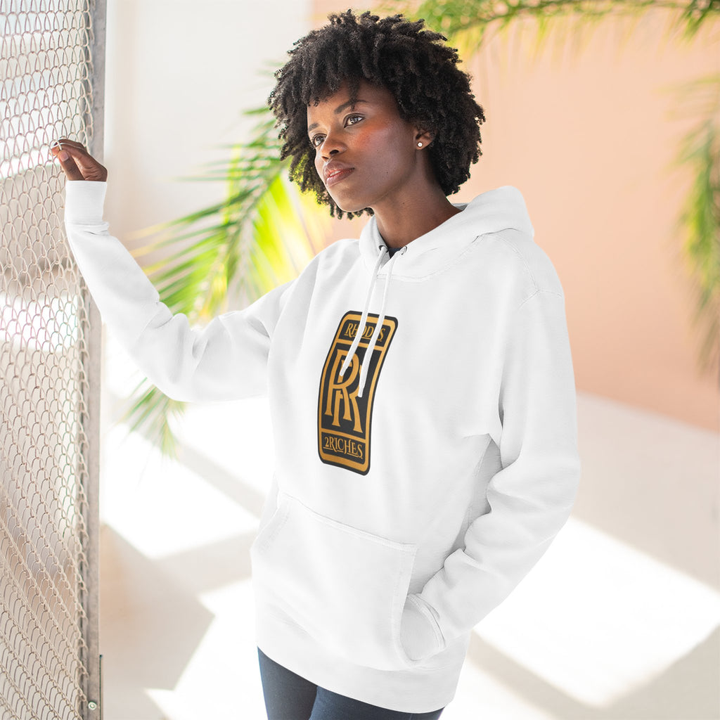 RHODES 2 RICHES Heritage RR Gold Emblem Hoodie — Luxury Vintage Logo Fleece