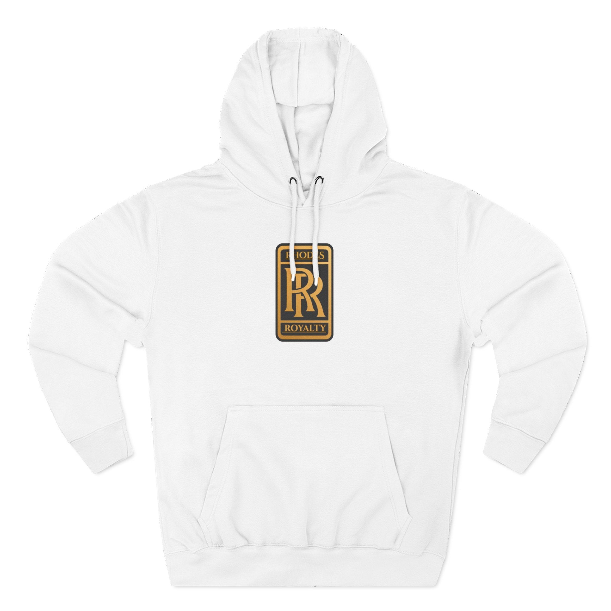 Rhodes Royalty Logo Hoodie — Gold Emblem Fleece Pullover