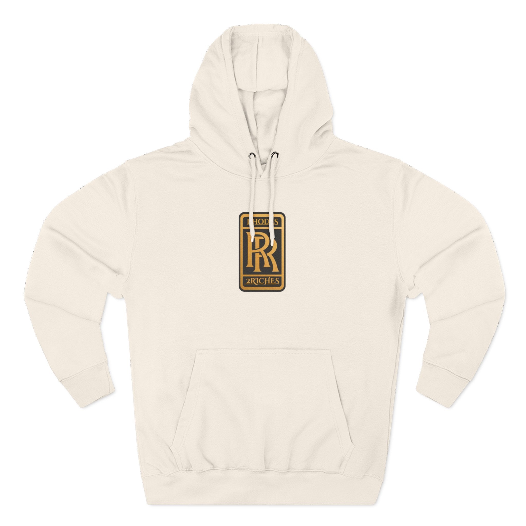RHODES 2 RICHES  Luxury Monogram Hoodie — Gold RR Crest Fleece Pullover